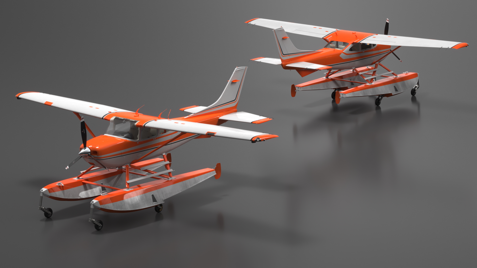 Splash Seaplane Floats Orange 3D model