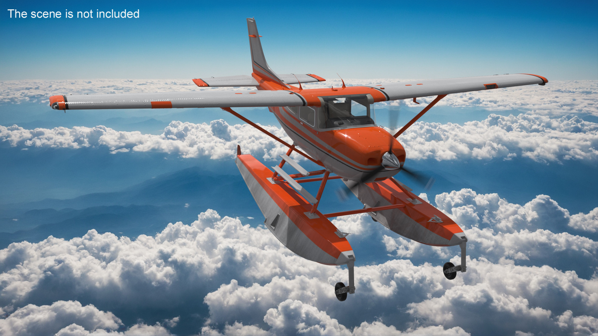 Splash Seaplane Floats Orange 3D model