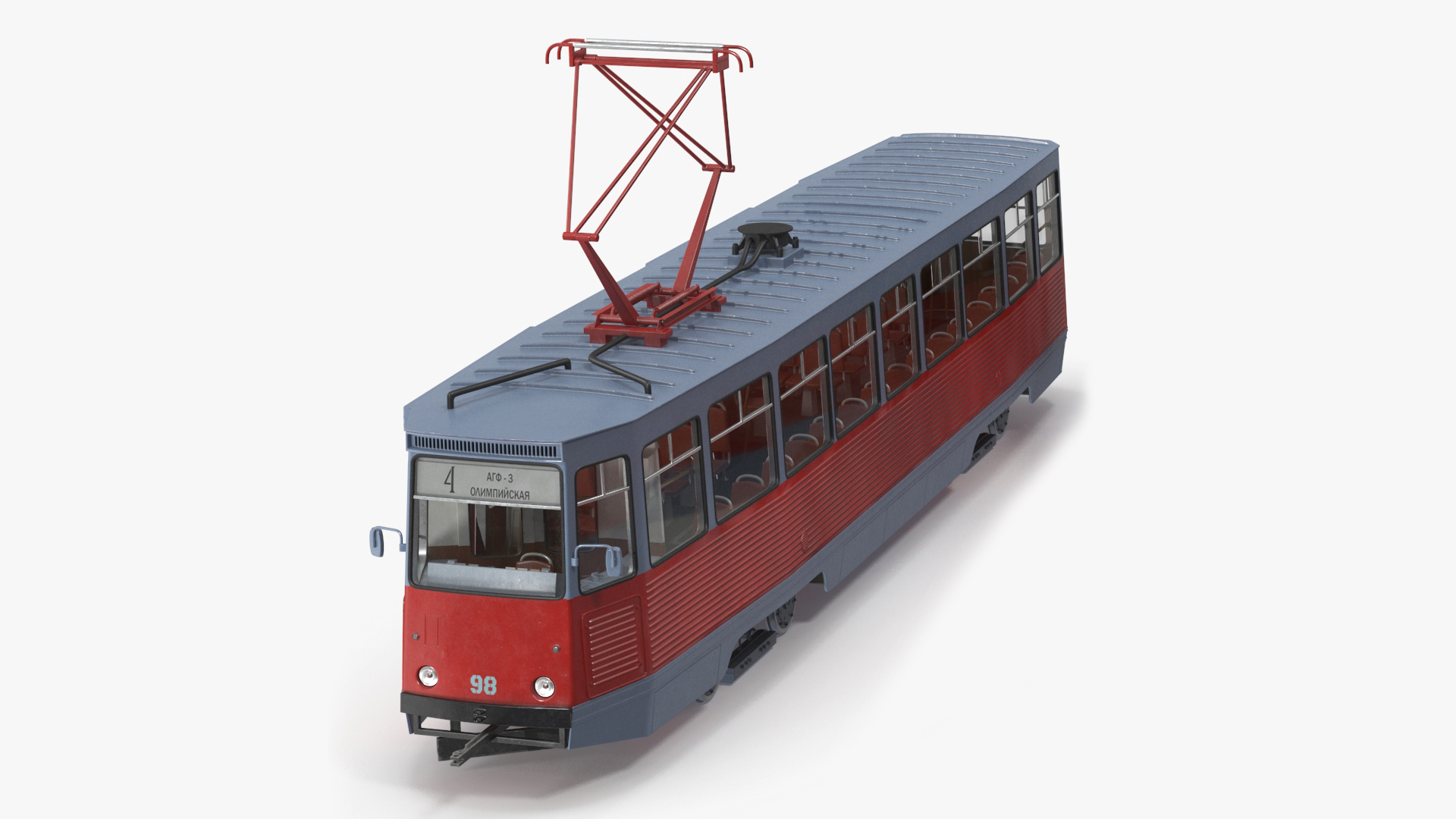 3D Retro Soviet Tram KTM-5 New Rigged for Cinema 4D model