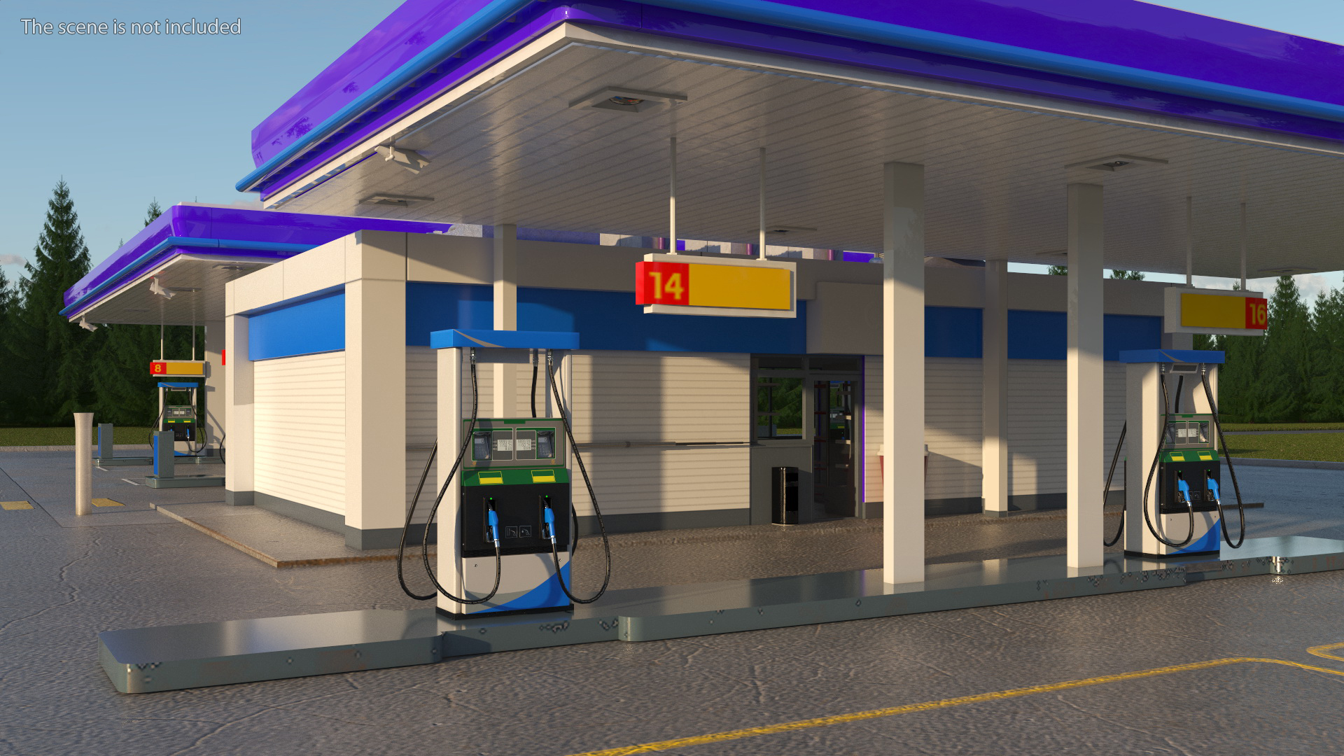 Large Gas Station Blue 3D