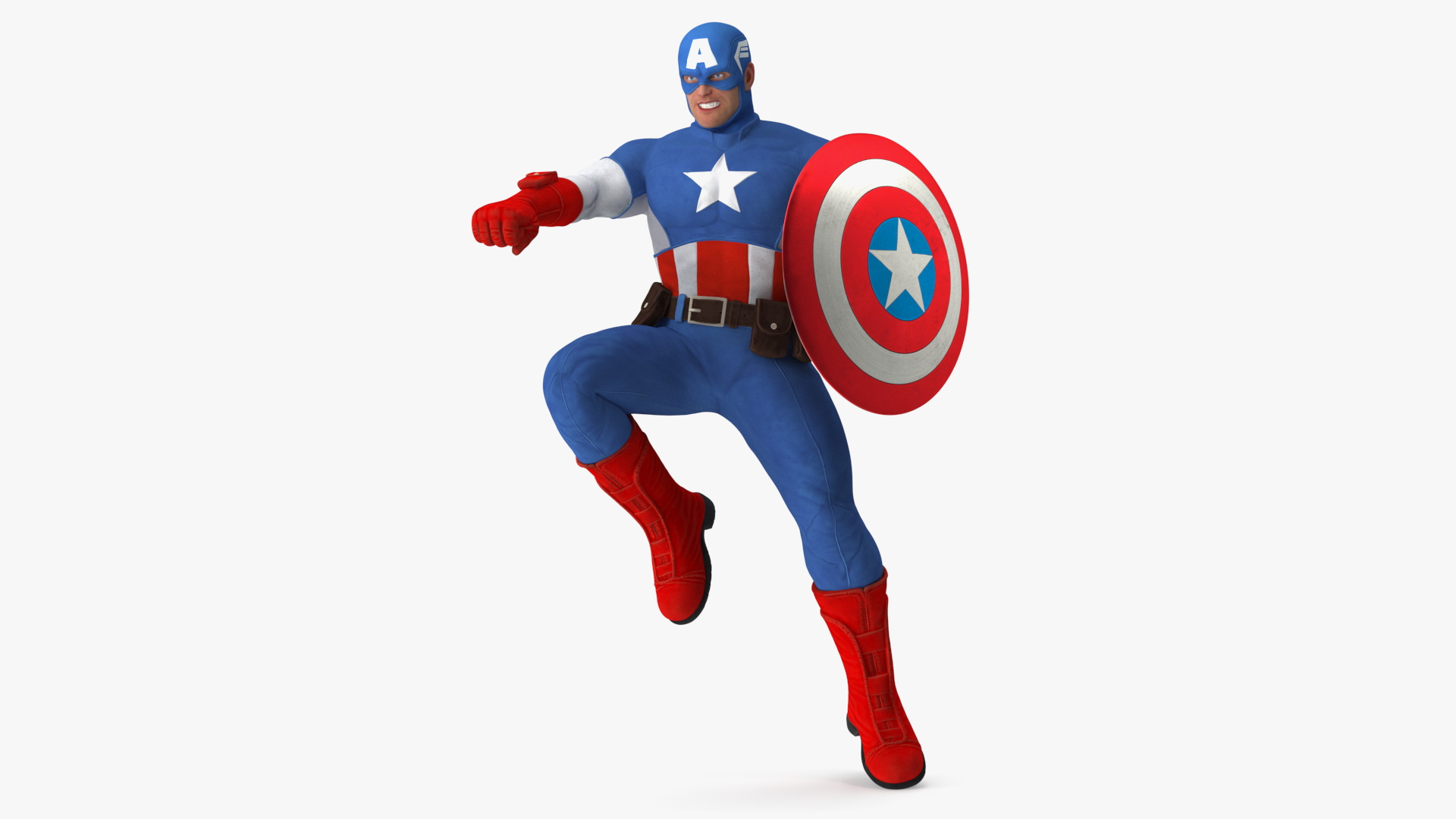 Captain America Cartoon Fighting Pose 3D