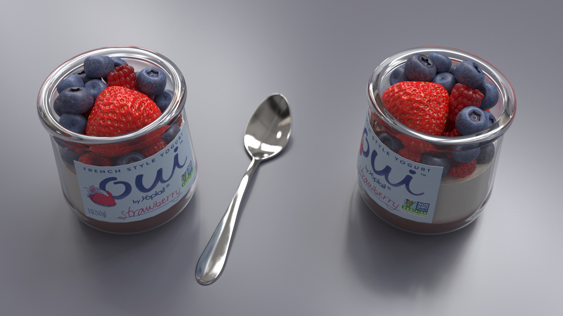 Yogurt with Berries 3D model