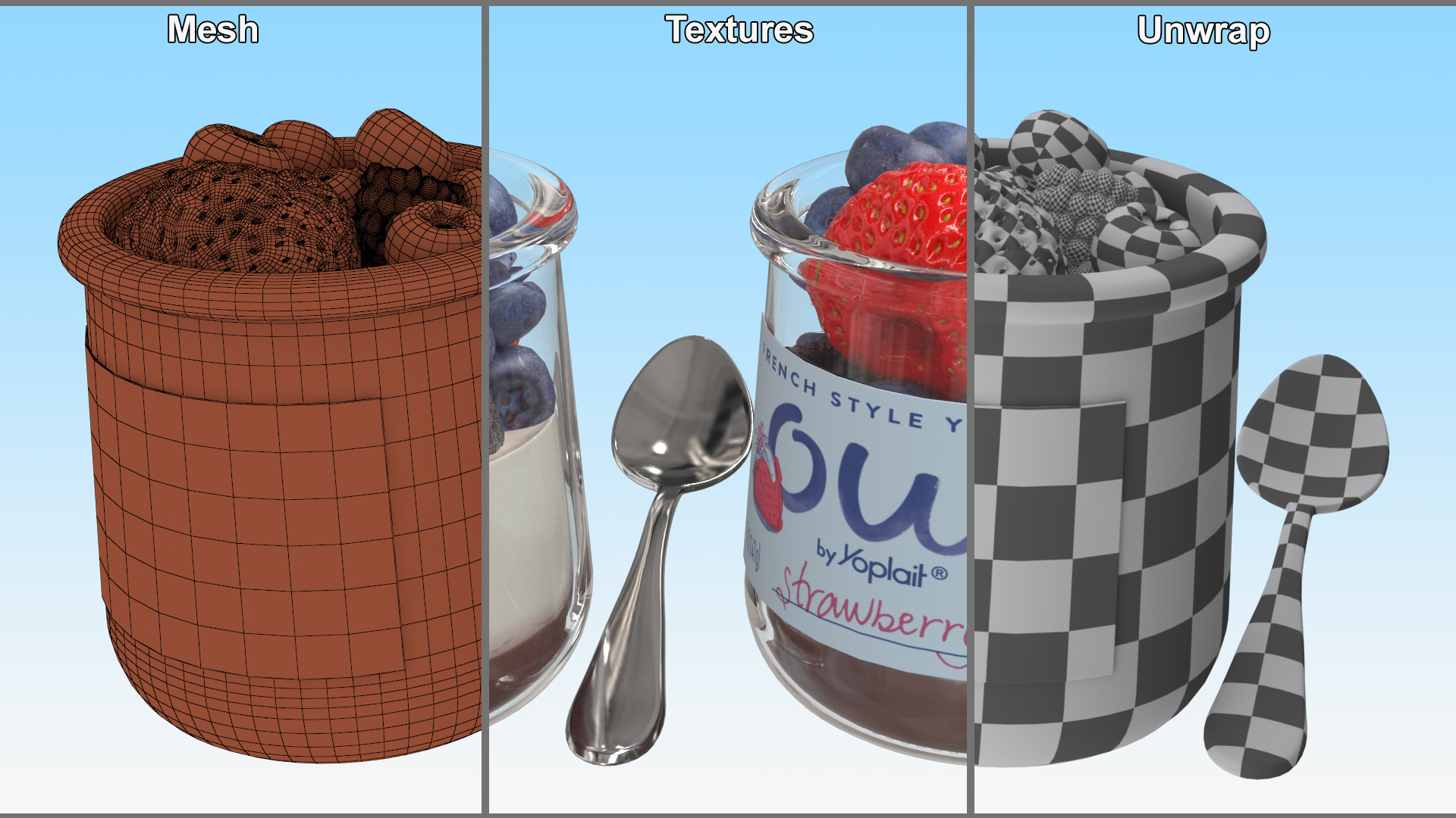 Yogurt with Berries 3D model