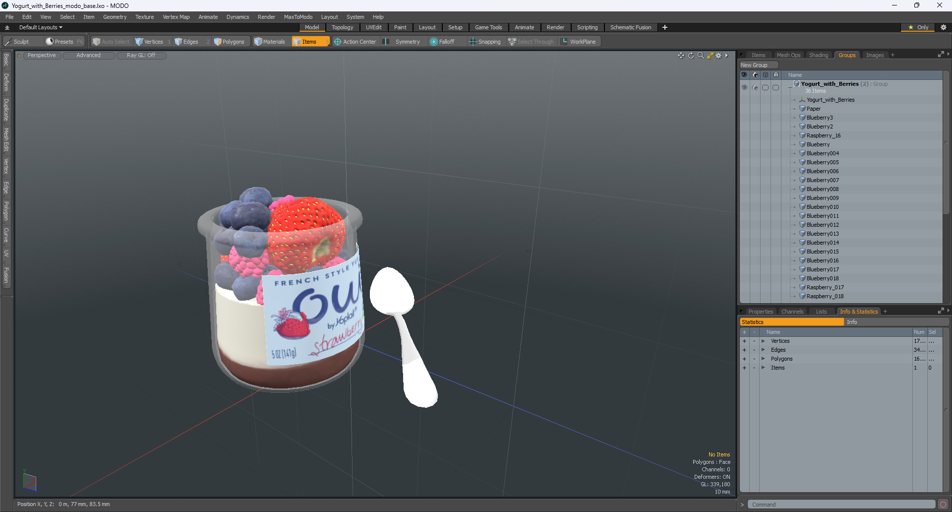 Yogurt with Berries 3D model