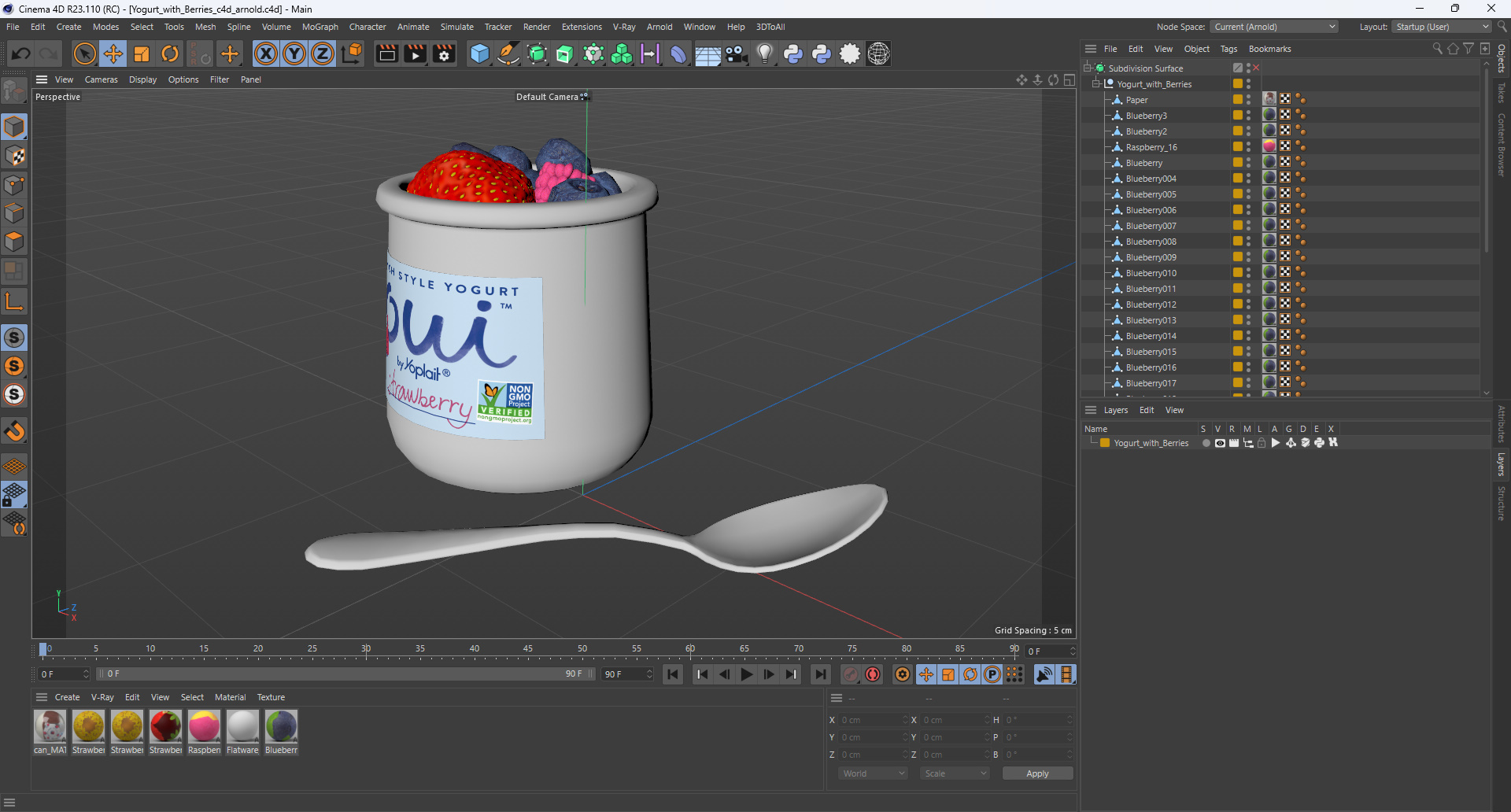 Yogurt with Berries 3D model