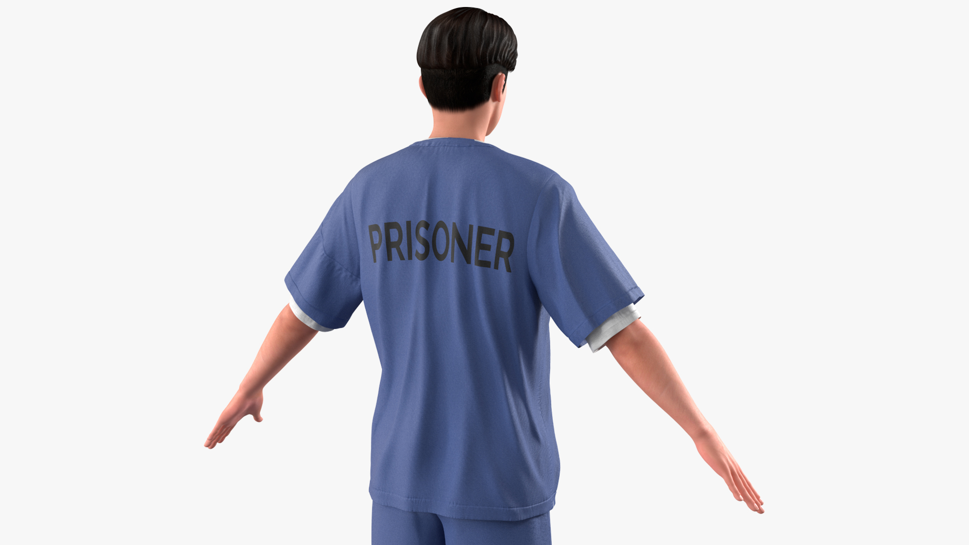 Asian Prisoner Blue Uniform Rigged 3D model