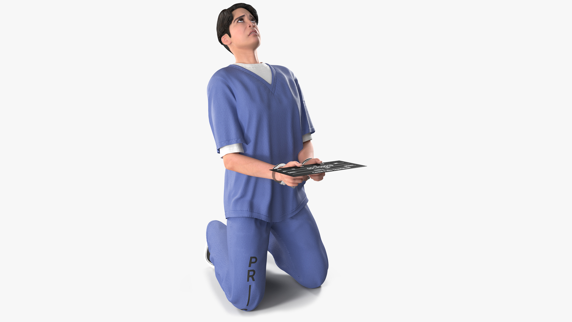 Asian Prisoner Blue Uniform Rigged 3D model