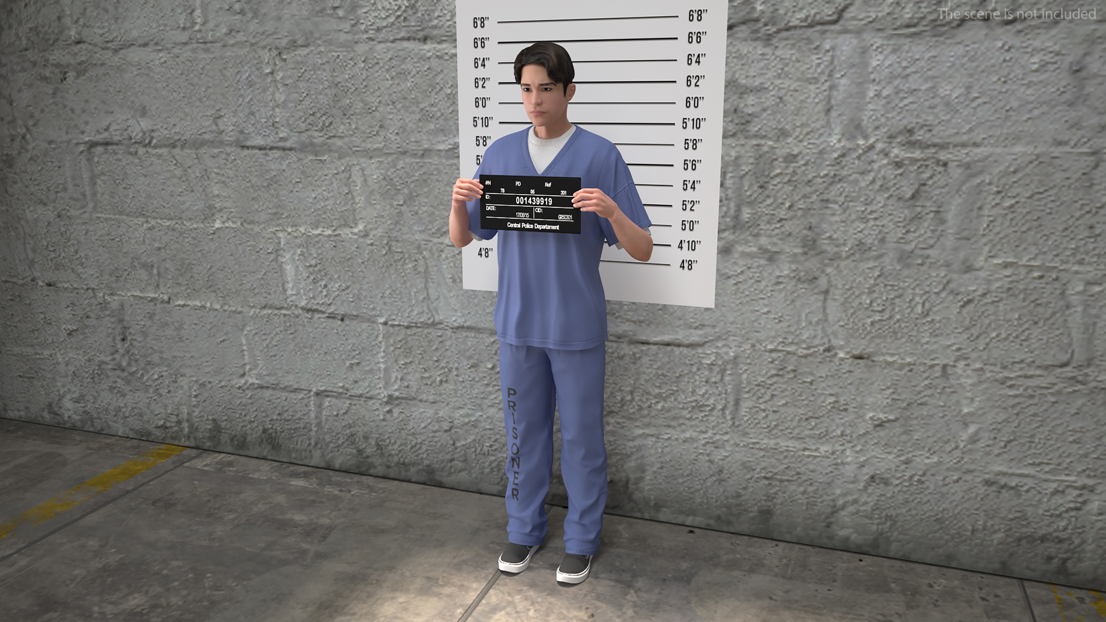 Asian Prisoner Blue Uniform Rigged 3D model