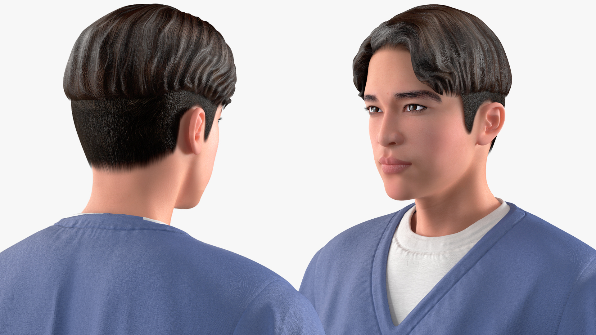 Asian Prisoner Blue Uniform Rigged 3D model