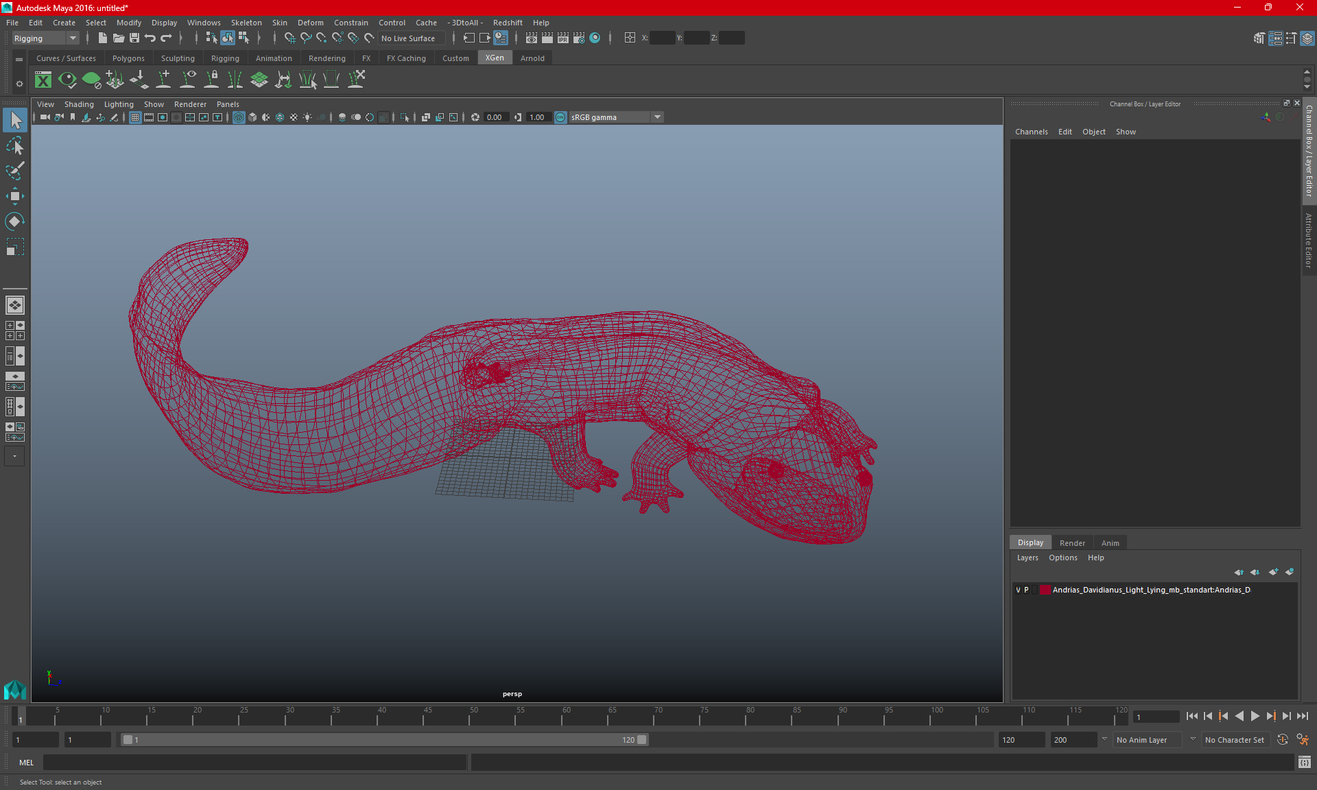 3D model Salamander Dark Wet Lying