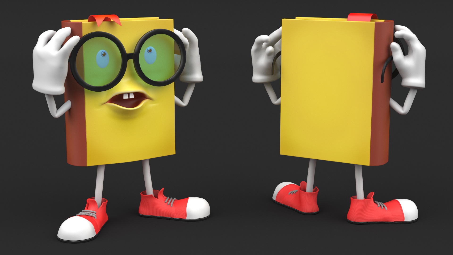 Yellow Book Character Tired Pose 3D