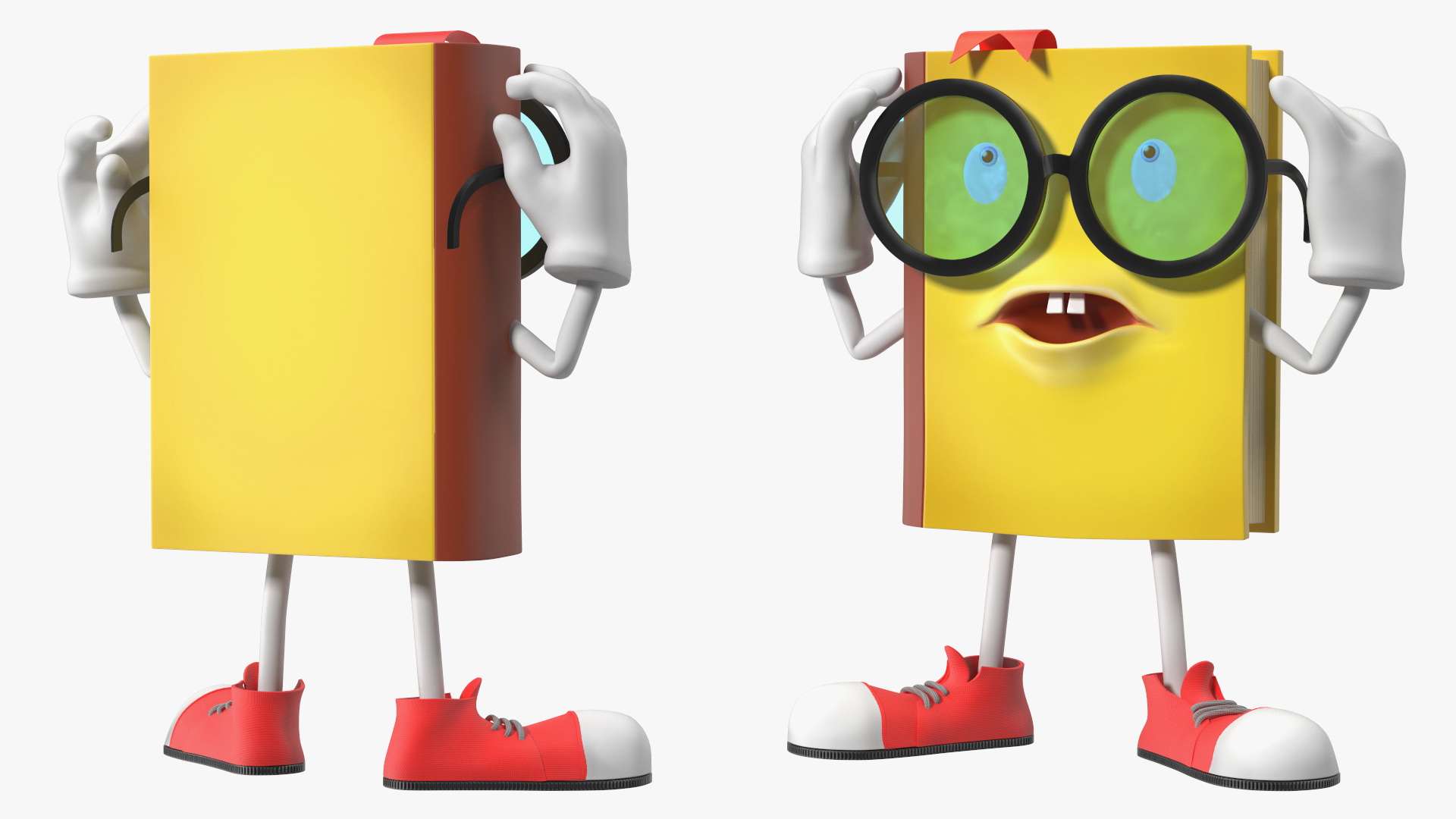 Yellow Book Character Tired Pose 3D