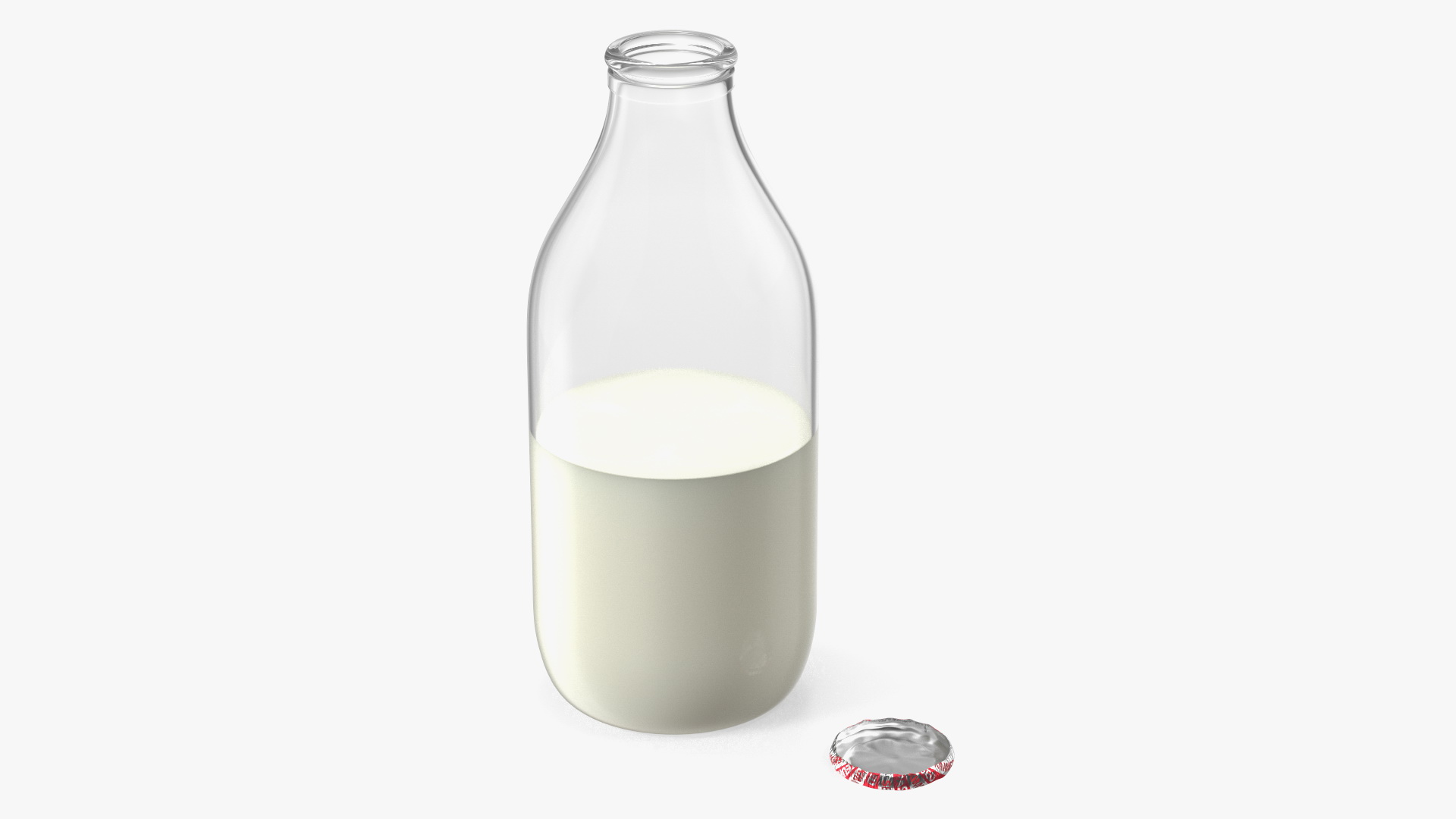 3D Opened Bottle of Semi-Skimmed Milk with Foil Cap model