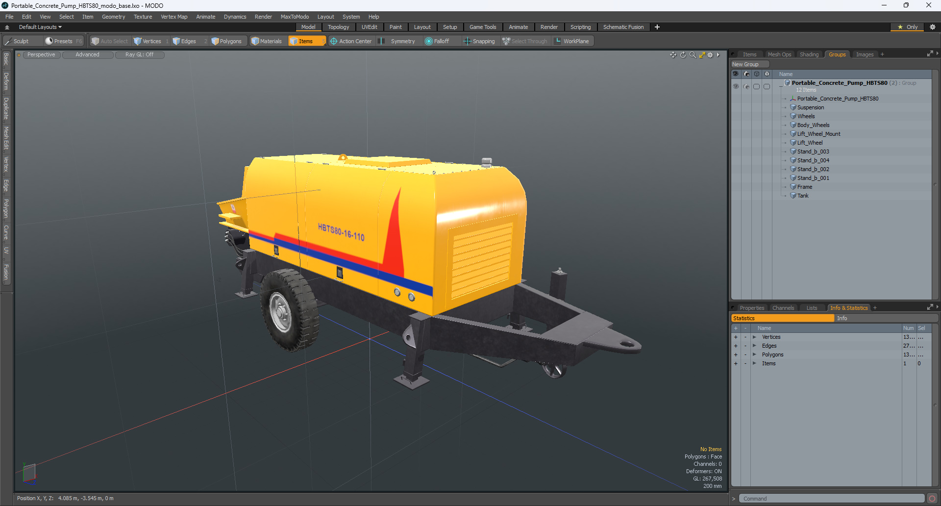 Portable Concrete Pump HBTS80 3D model