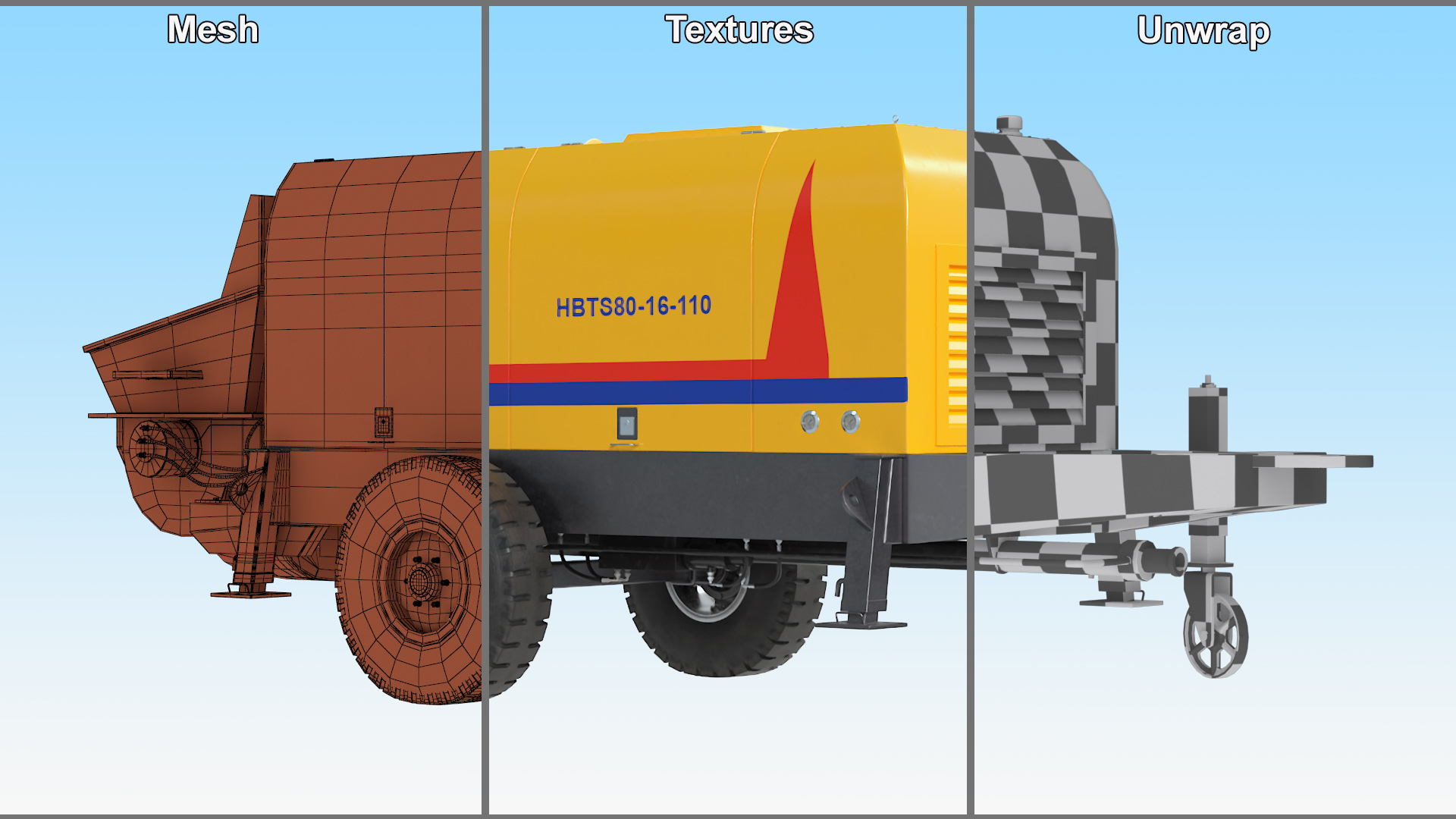 Portable Concrete Pump HBTS80 3D model