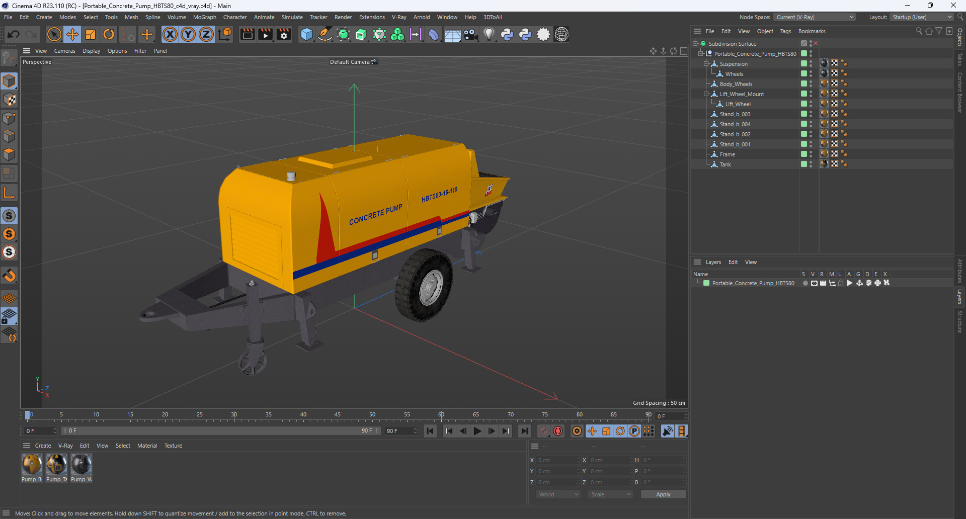 Portable Concrete Pump HBTS80 3D model