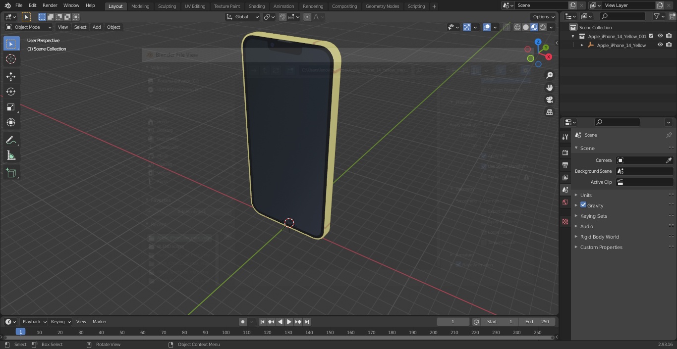 3D iPhone 14 Yellow