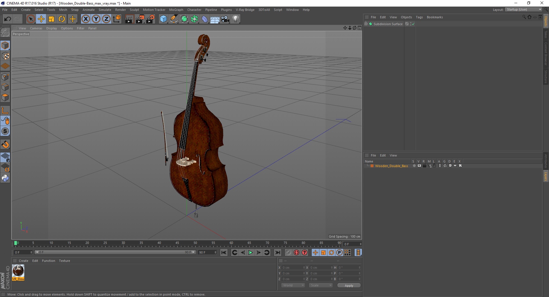 3D Wooden Double-Bass model