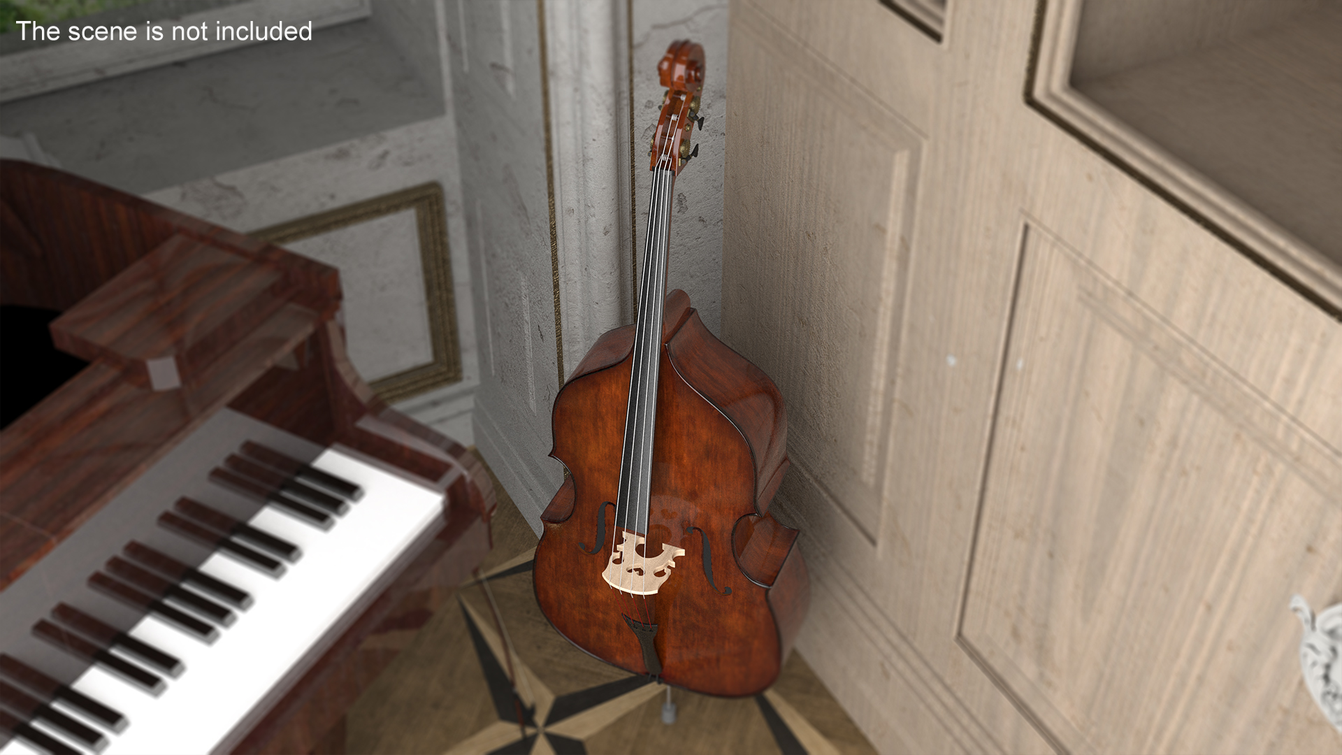 3D Wooden Double-Bass model