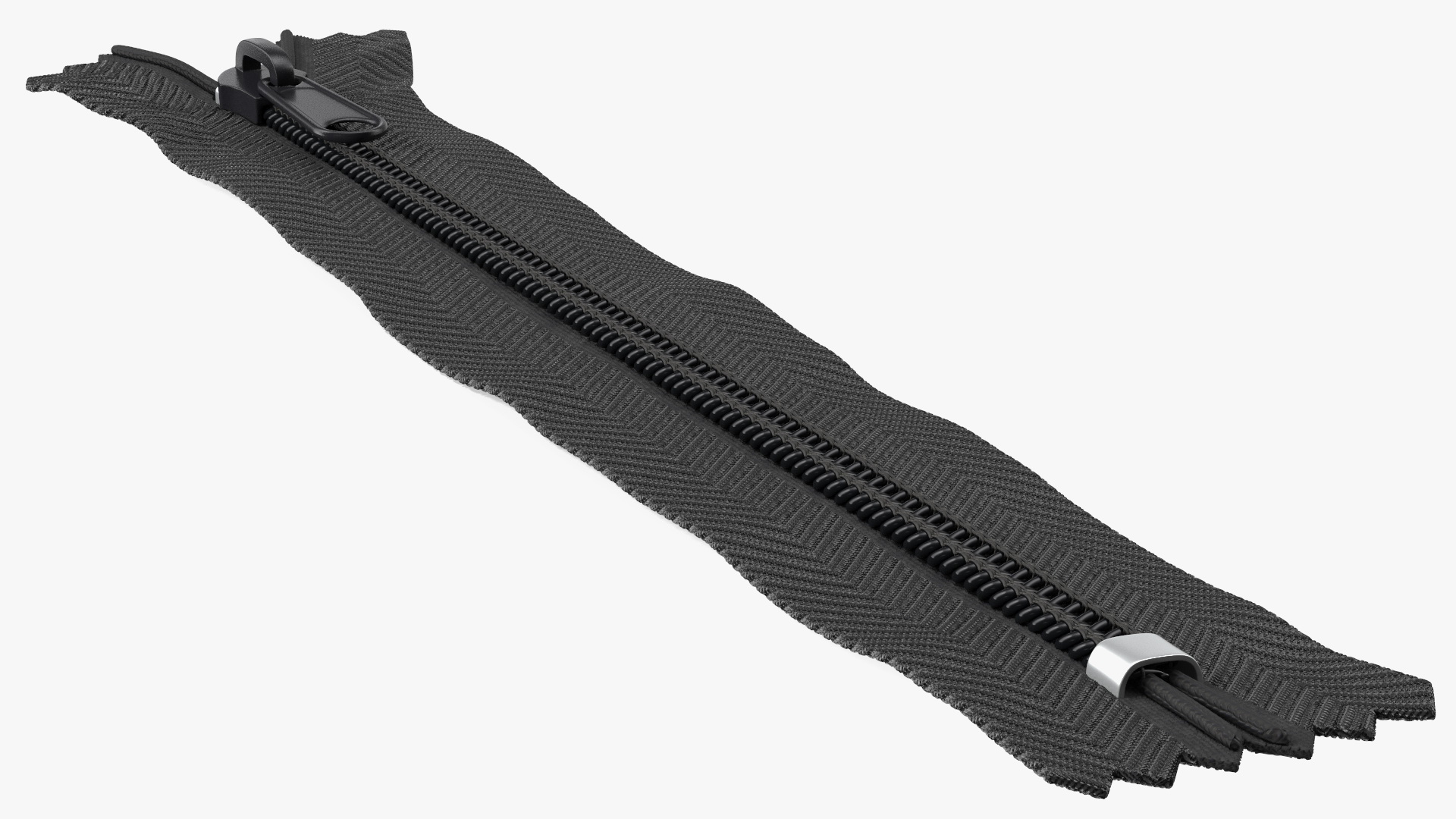 3D Nylon Coil Zipper with Stopper Black