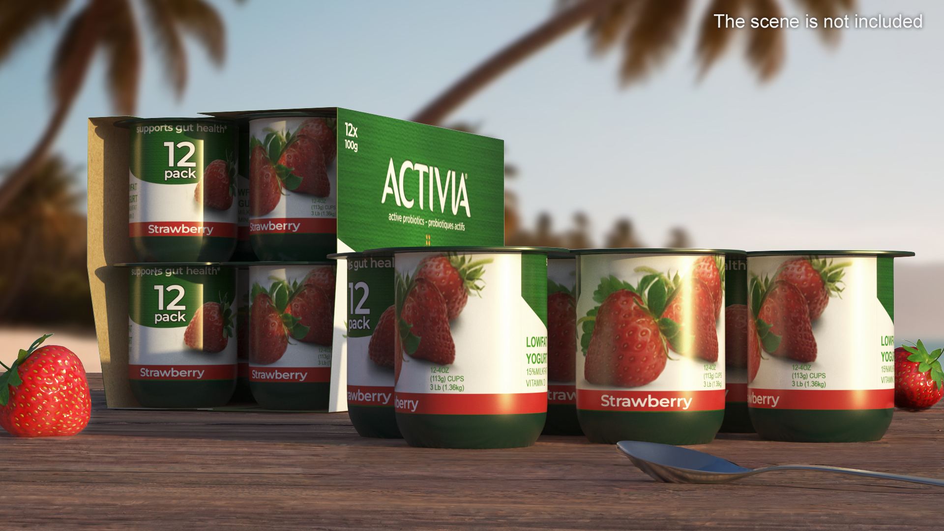 Activia Strawberry Yogurt 12 Paper Pack 3D model