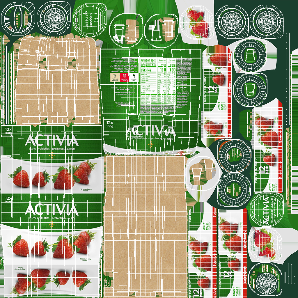 Activia Strawberry Yogurt 12 Paper Pack 3D model