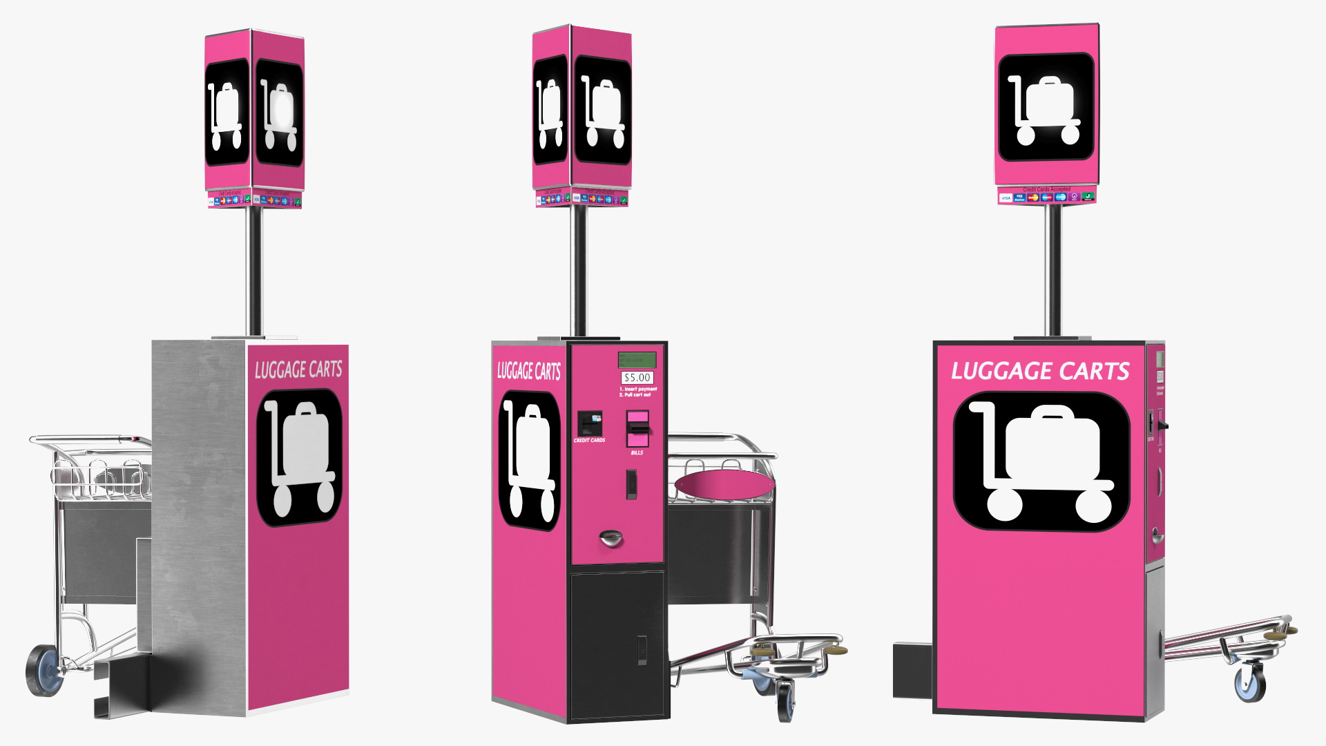 3D Airport Luggage Carts Management Equipment with Carts model