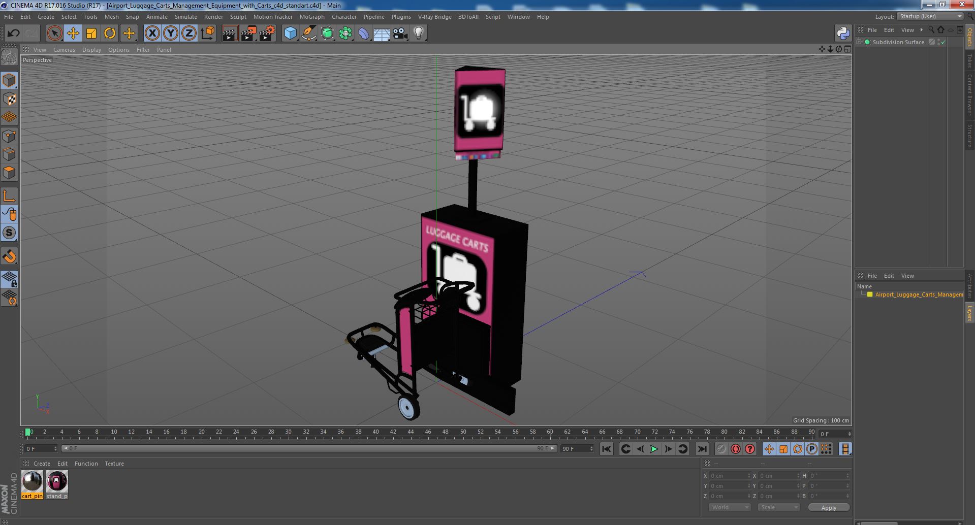 3D Airport Luggage Carts Management Equipment with Carts model