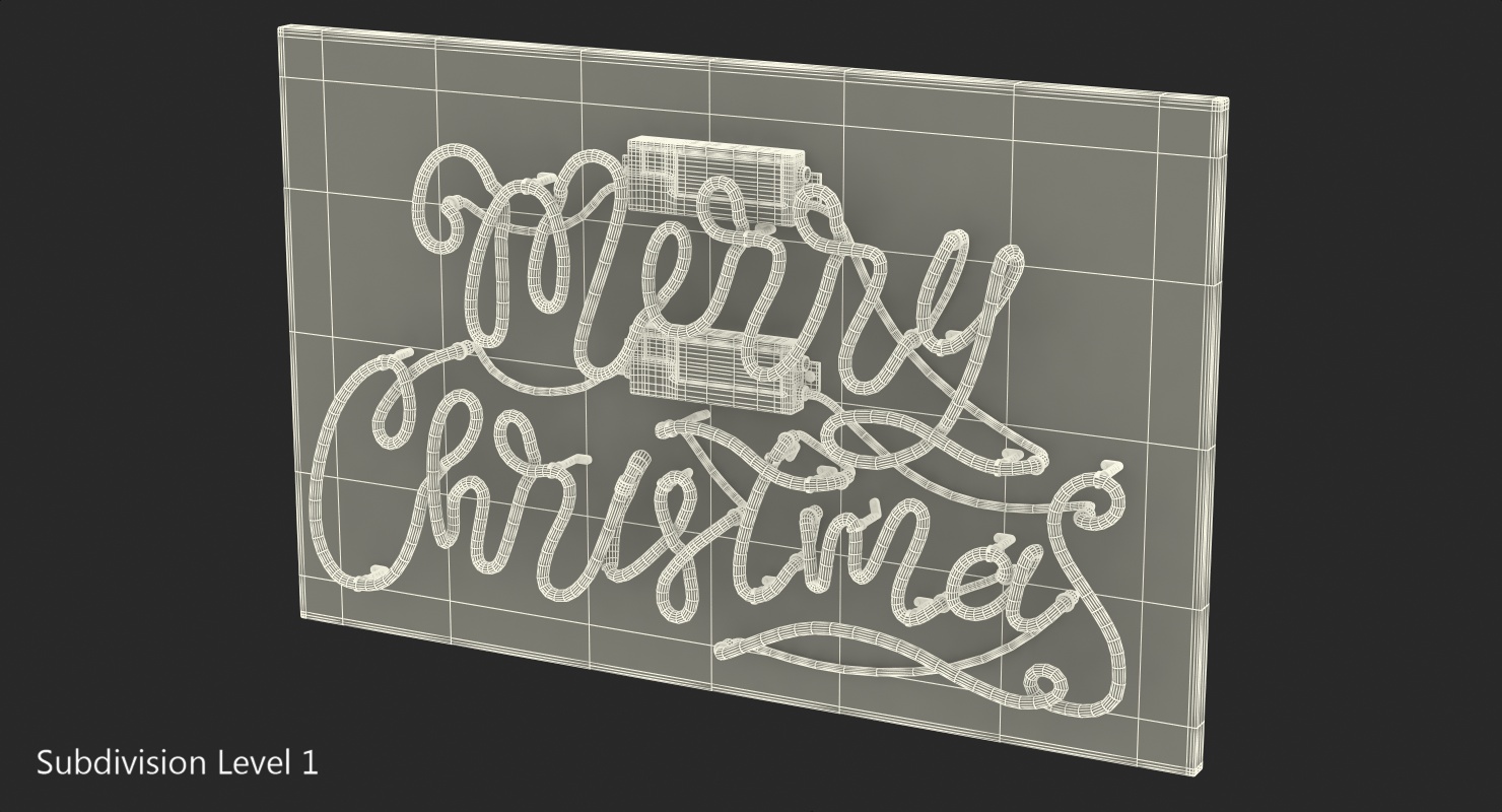 3D model Neon Sign Merry Christmas