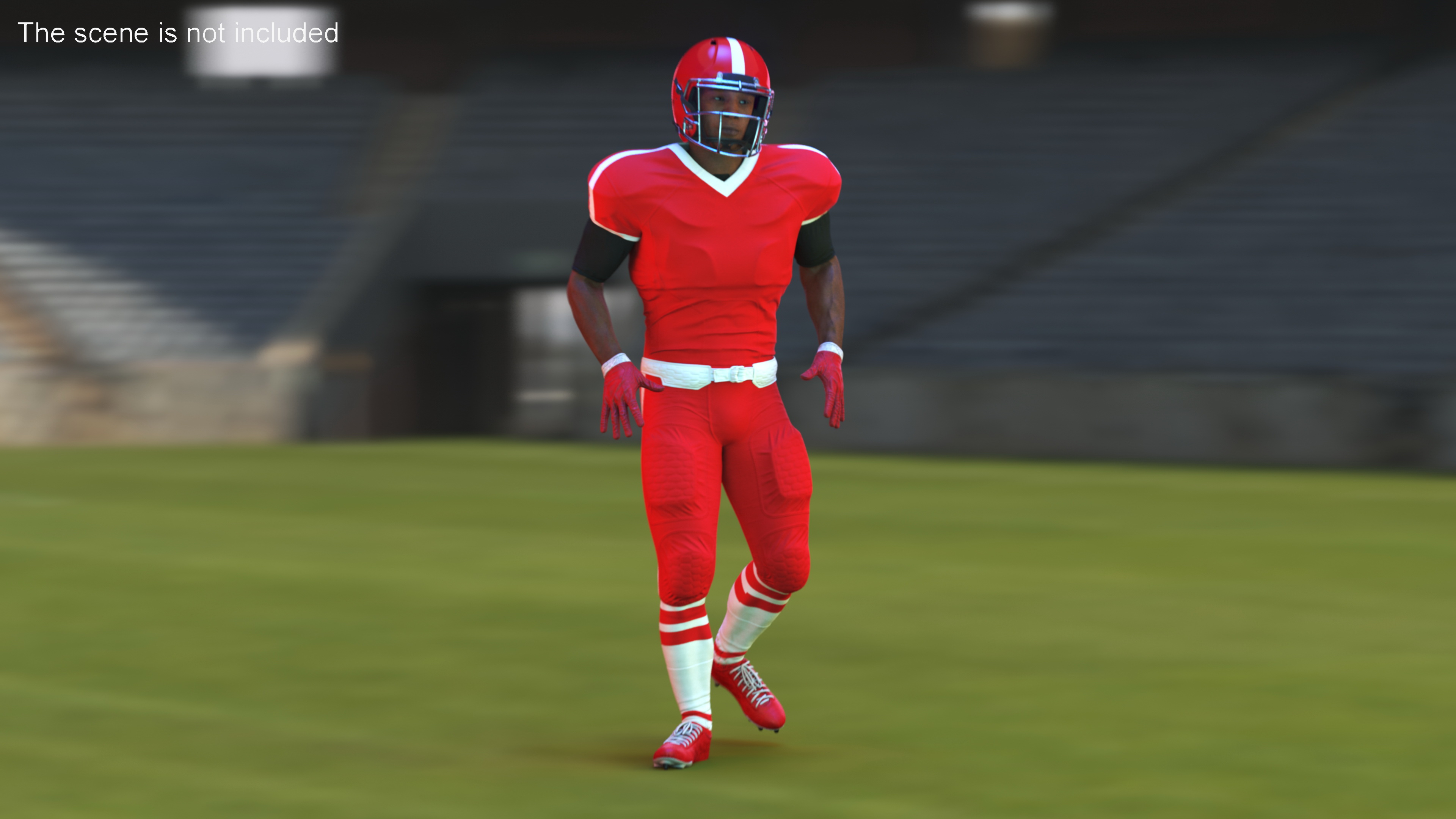 Red Uniform Black Man Football Player Rigged 3D model