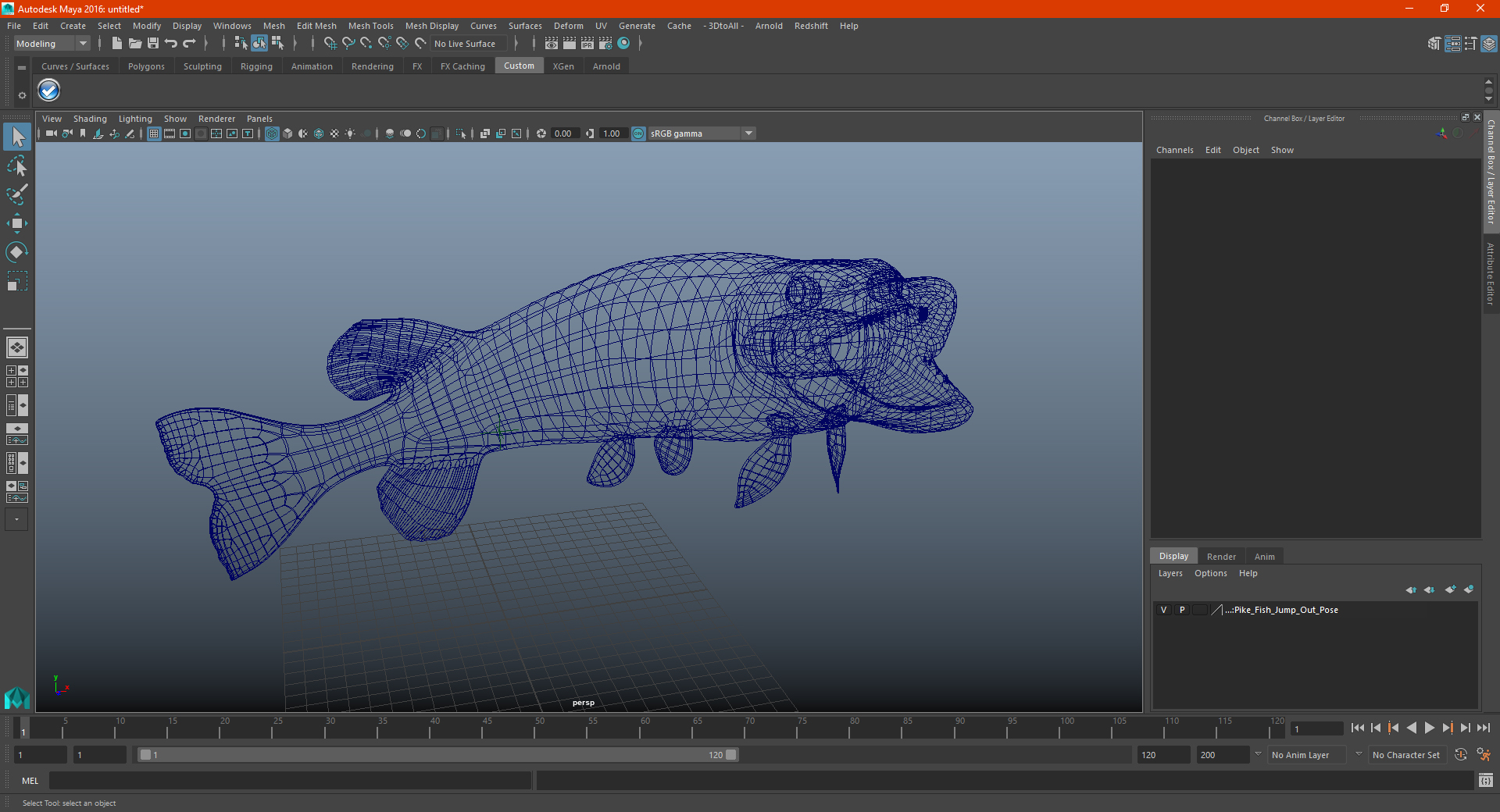 3D Pike Fish Jump Out Pose model