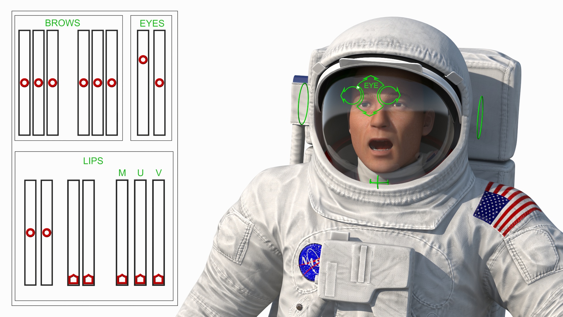 NASA Astronaut Suit A7L with Male Figure Rigged 3D