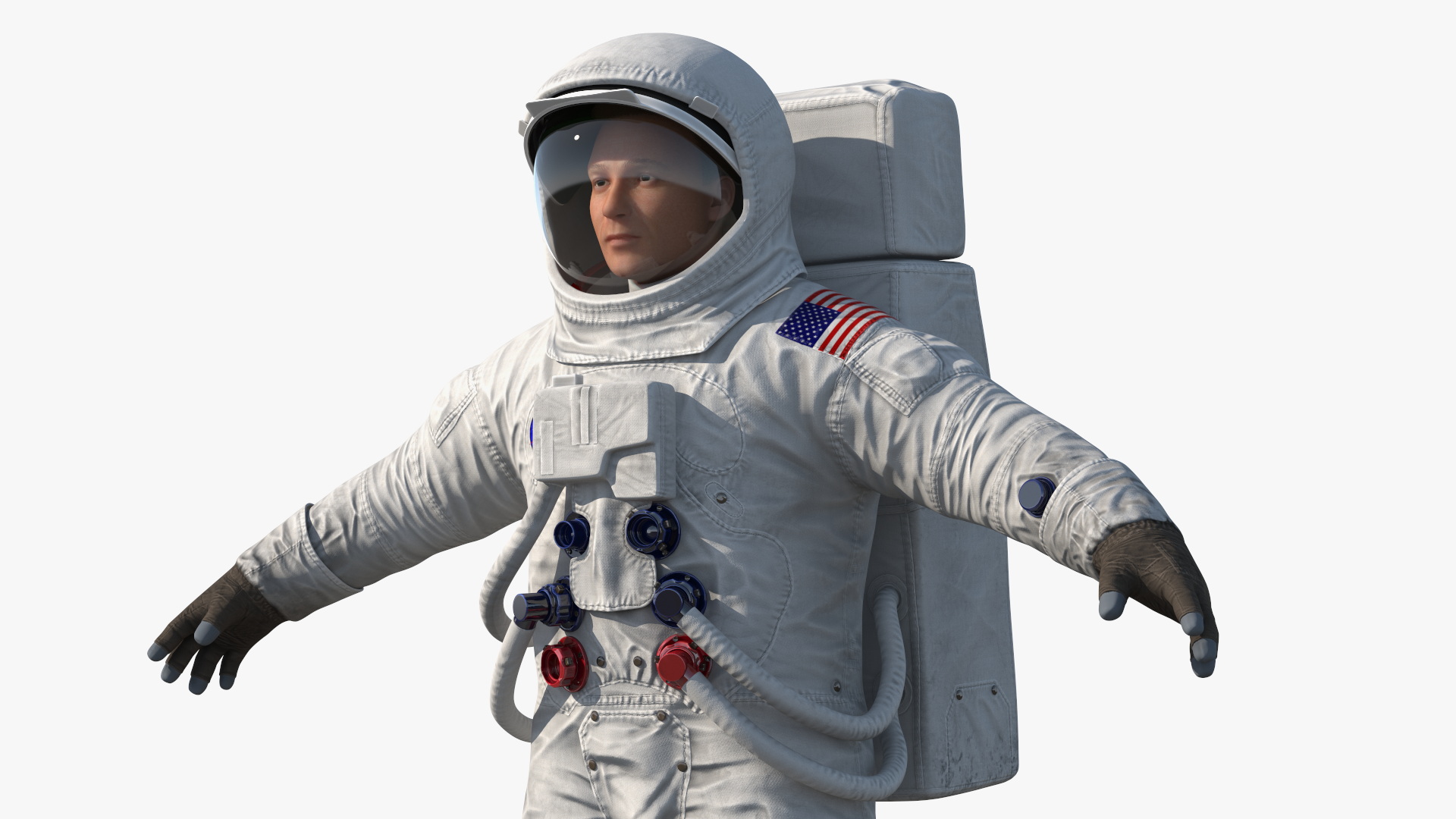 NASA Astronaut Suit A7L with Male Figure Rigged 3D