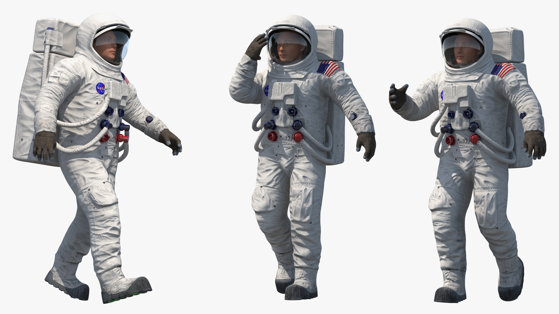 NASA Astronaut Suit A7L with Male Figure Rigged 3D