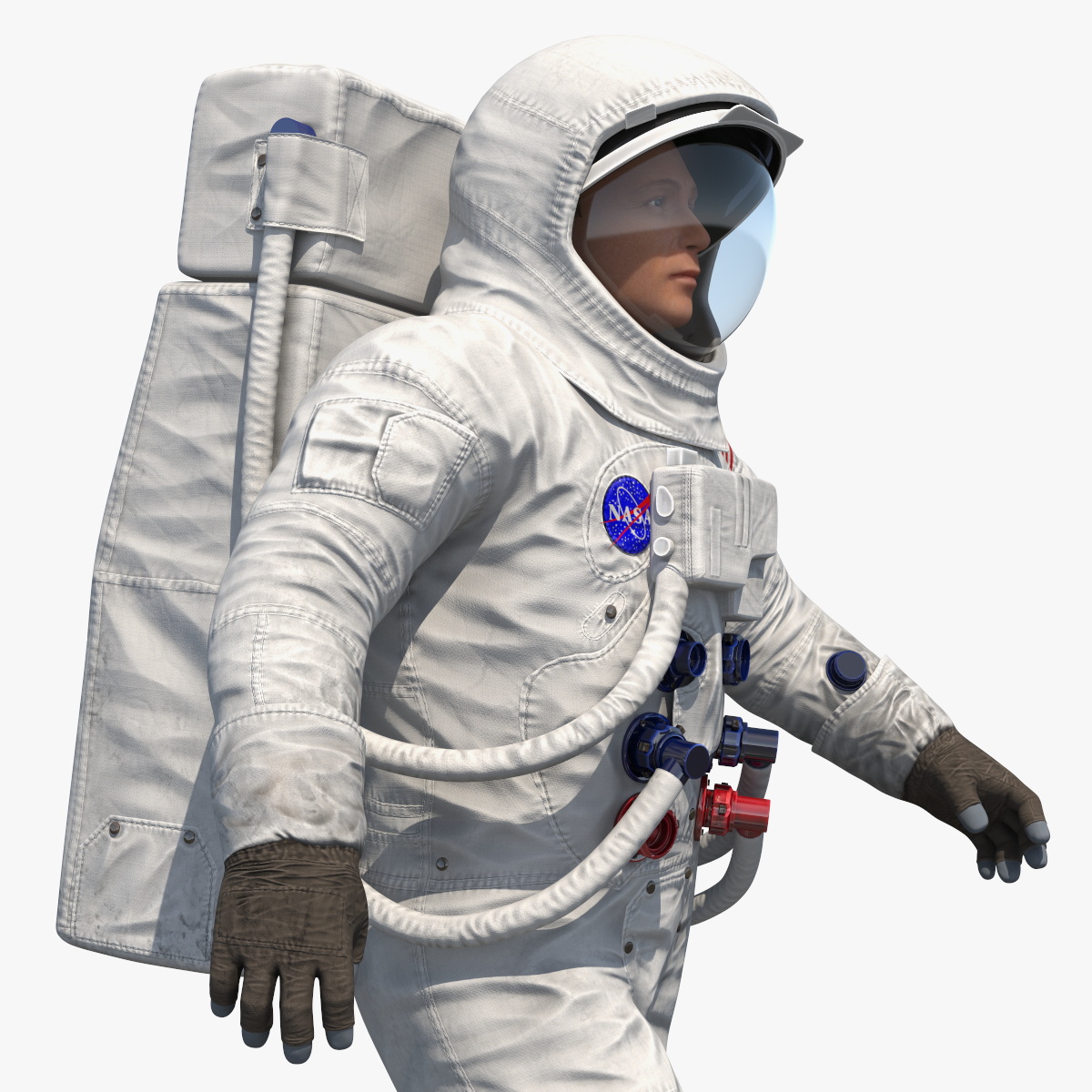 NASA Astronaut Suit A7L with Male Figure Rigged 3D