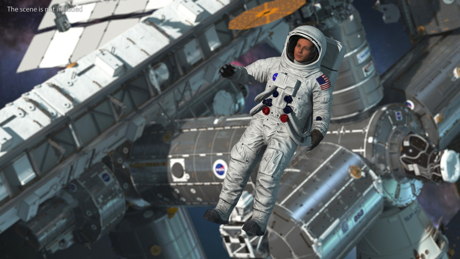 NASA Astronaut Suit A7L with Male Figure Rigged 3D