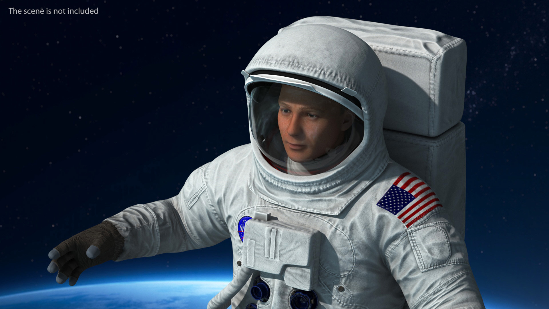 NASA Astronaut Suit A7L with Male Figure Rigged 3D