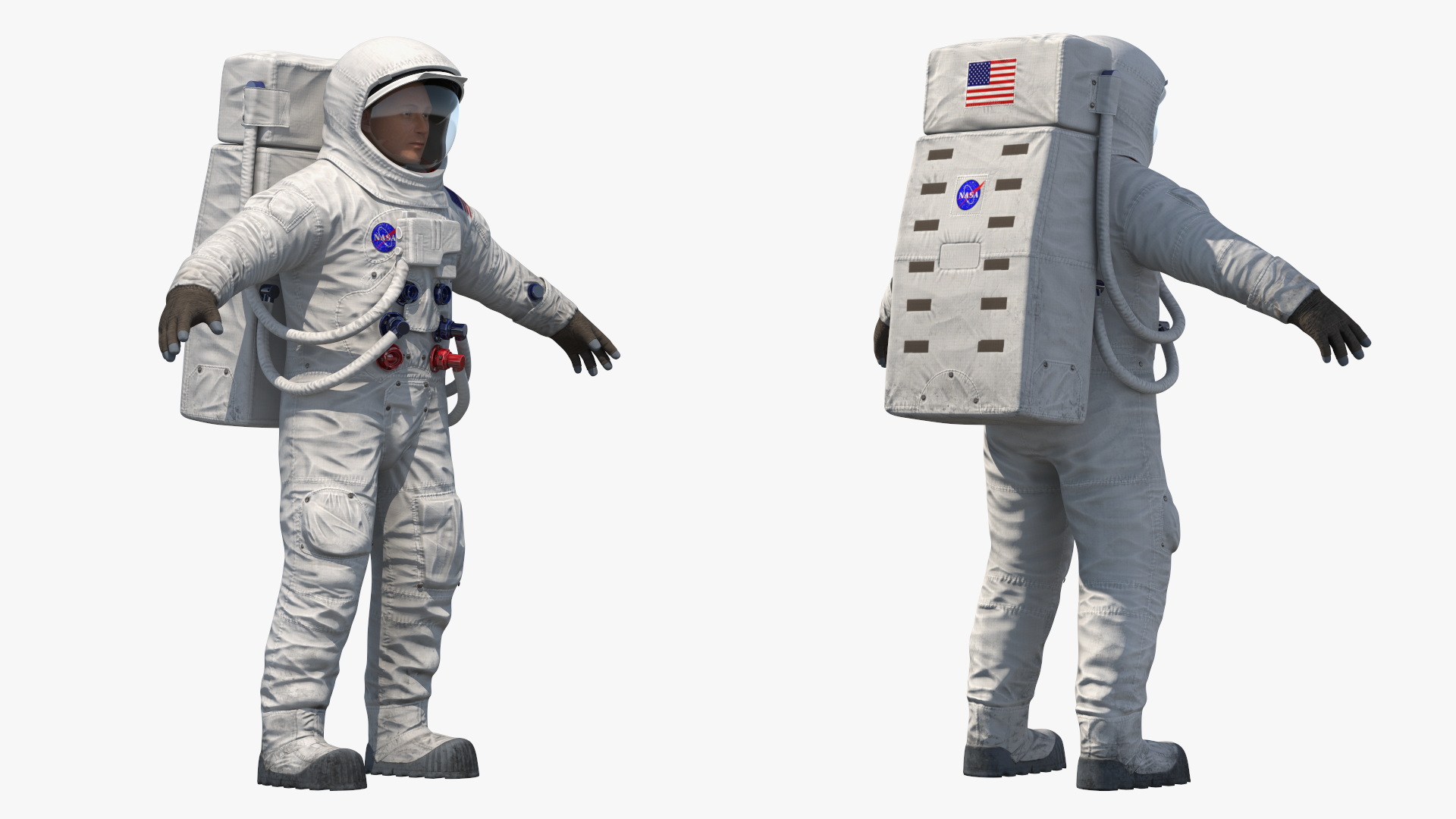 NASA Astronaut Suit A7L with Male Figure Rigged 3D