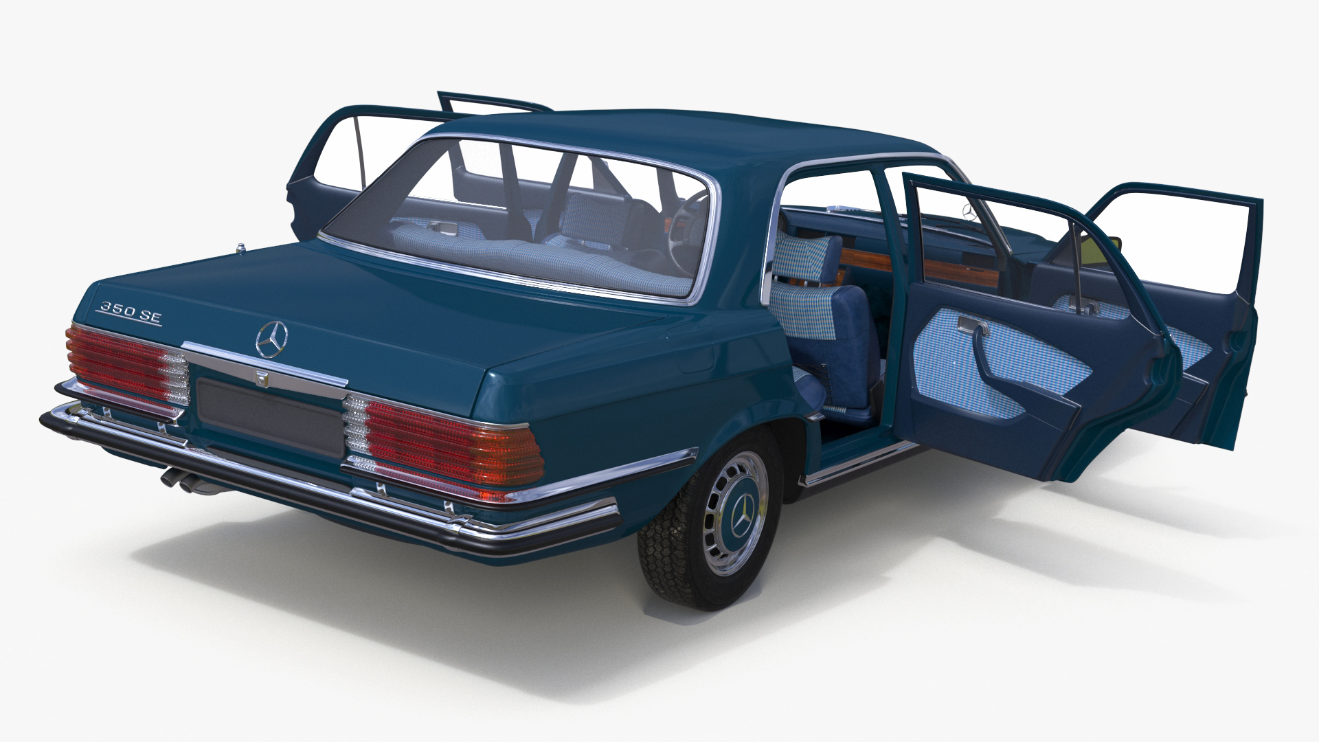 3D Mercedes Benz 350 SE Blue Simplified