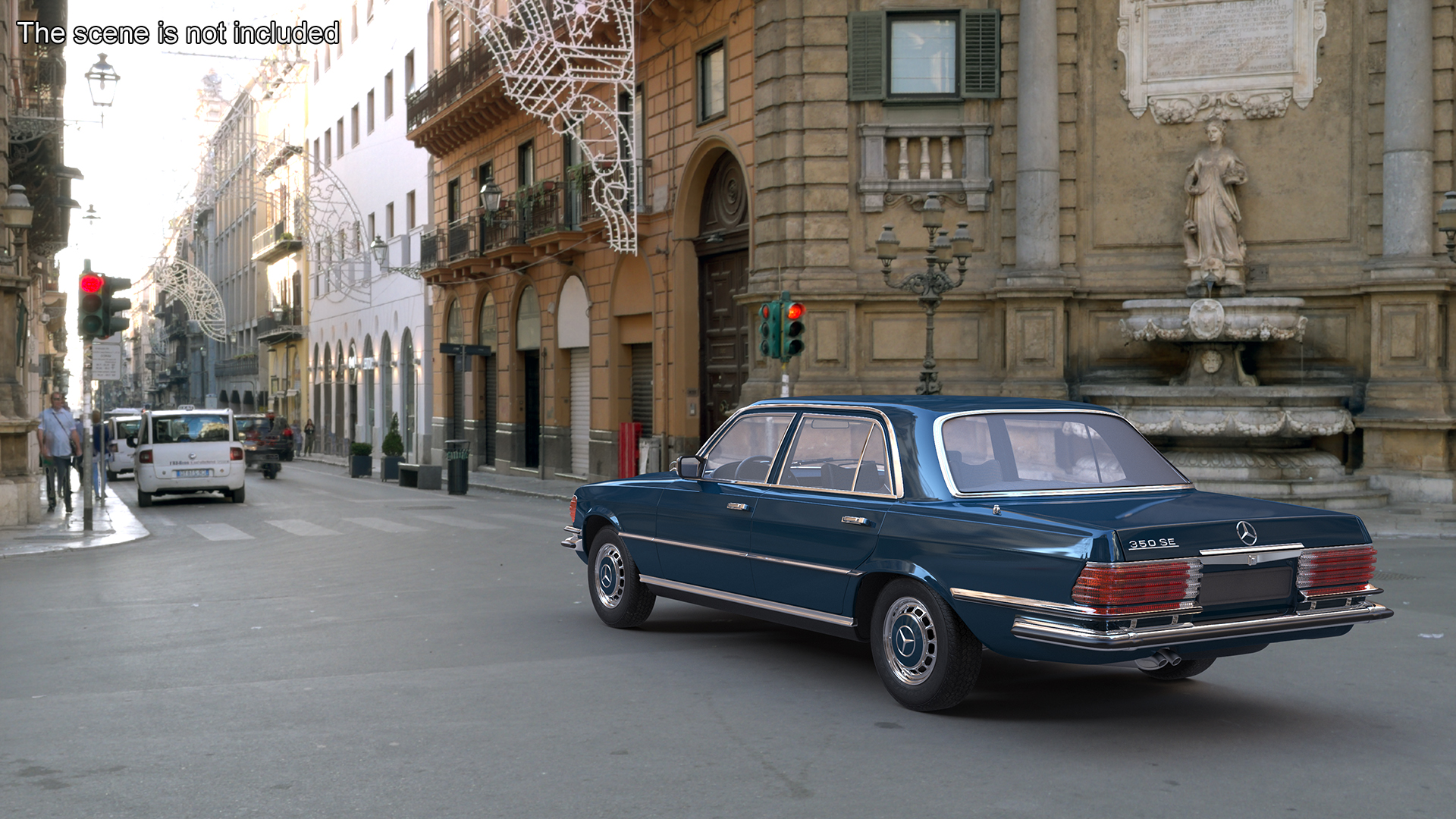 3D Mercedes Benz 350 SE Blue Simplified