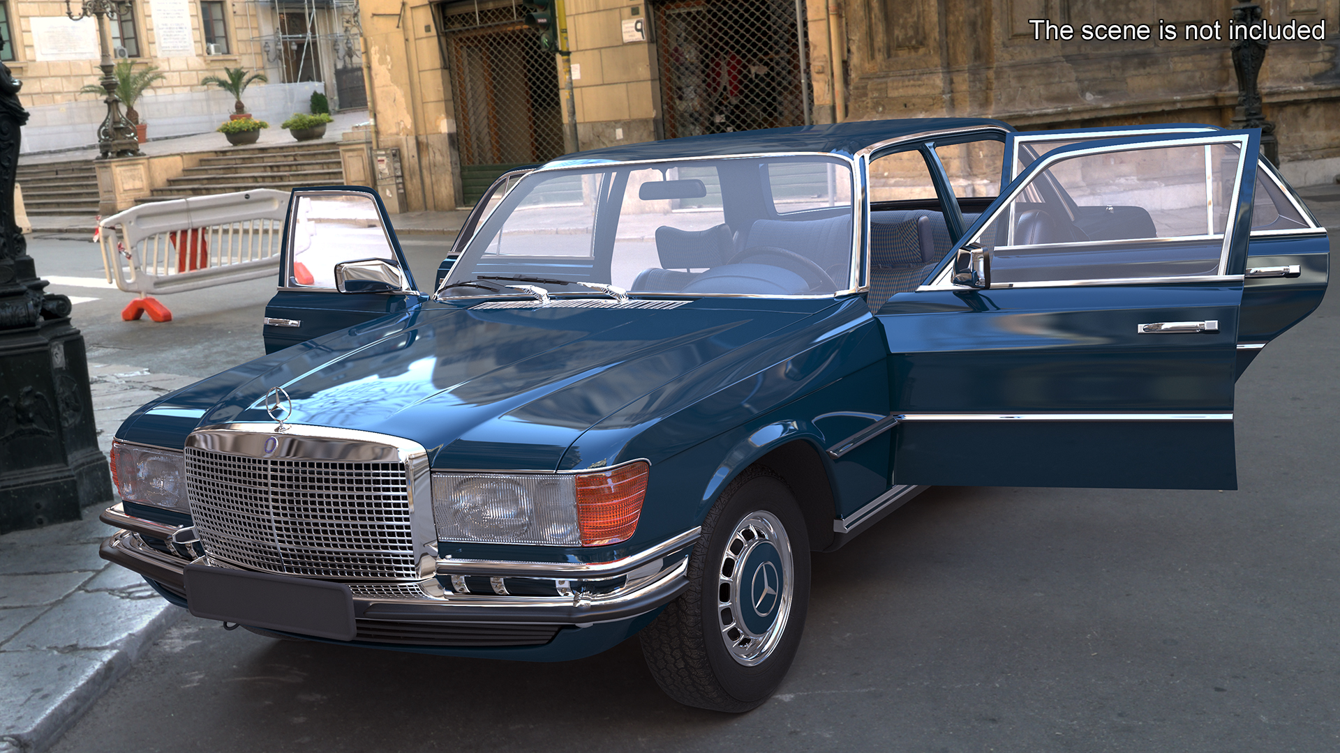 3D Mercedes Benz 350 SE Blue Simplified