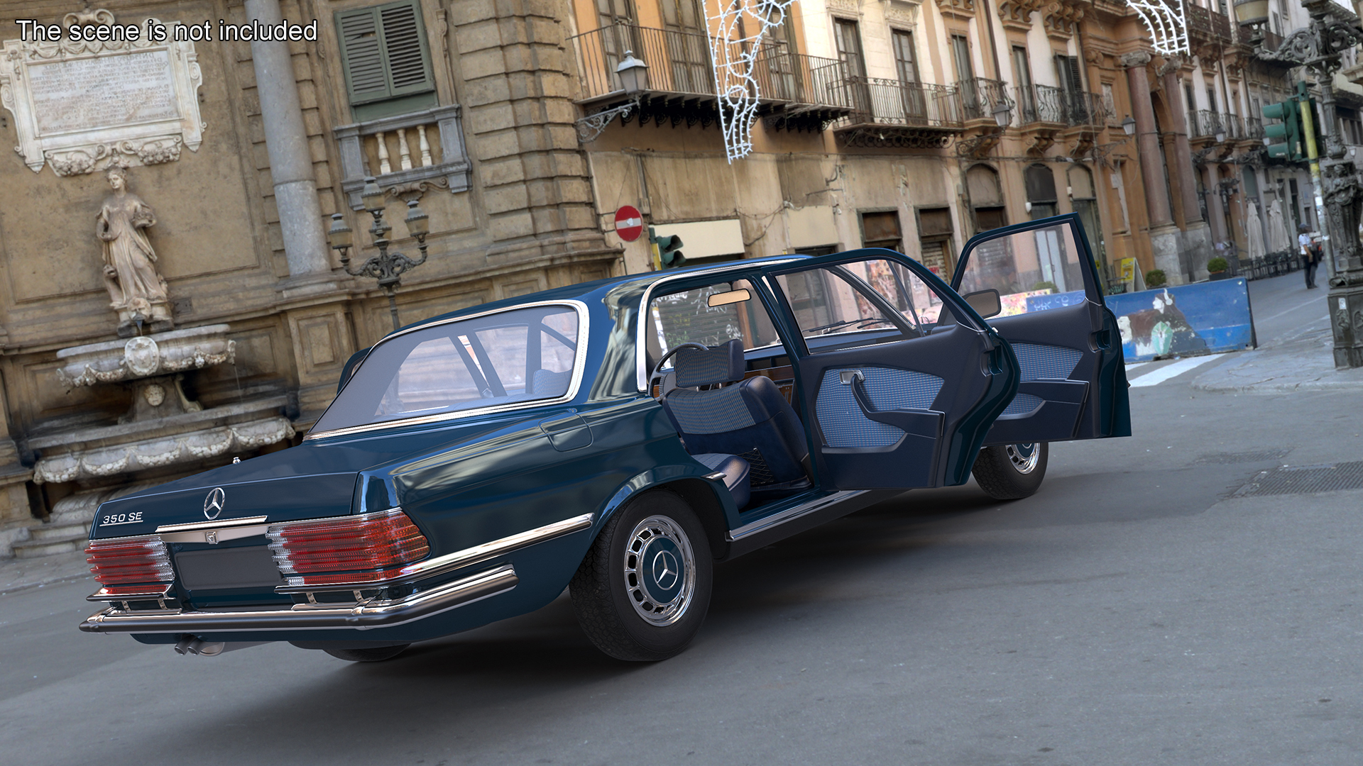 3D Mercedes Benz 350 SE Blue Simplified