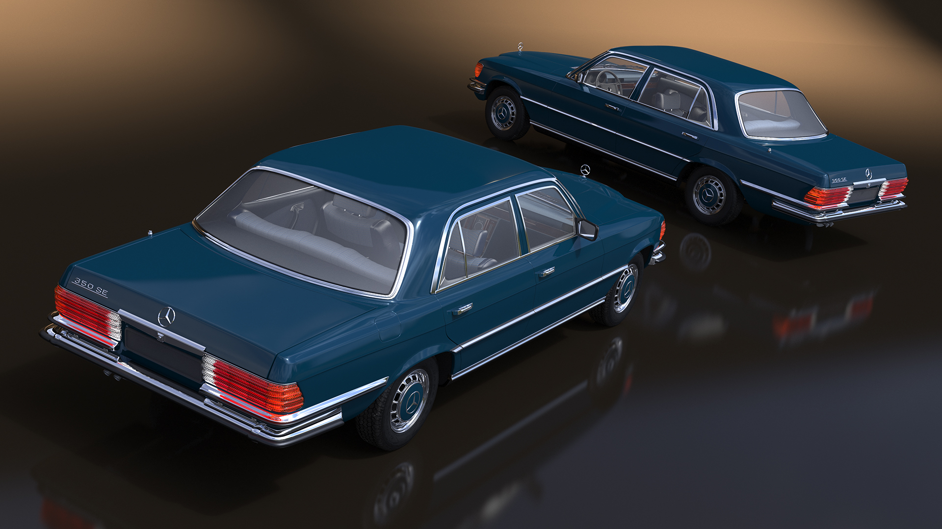 3D Mercedes Benz 350 SE Blue Simplified