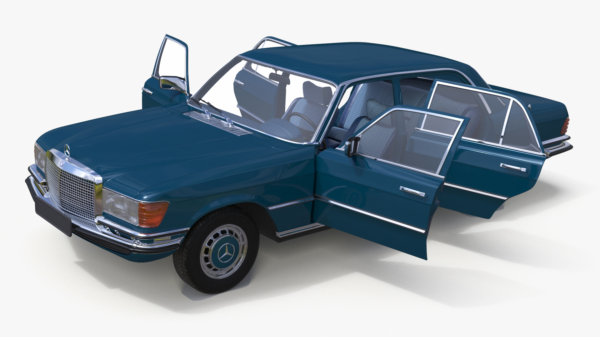 3D Mercedes Benz 350 SE Blue Simplified