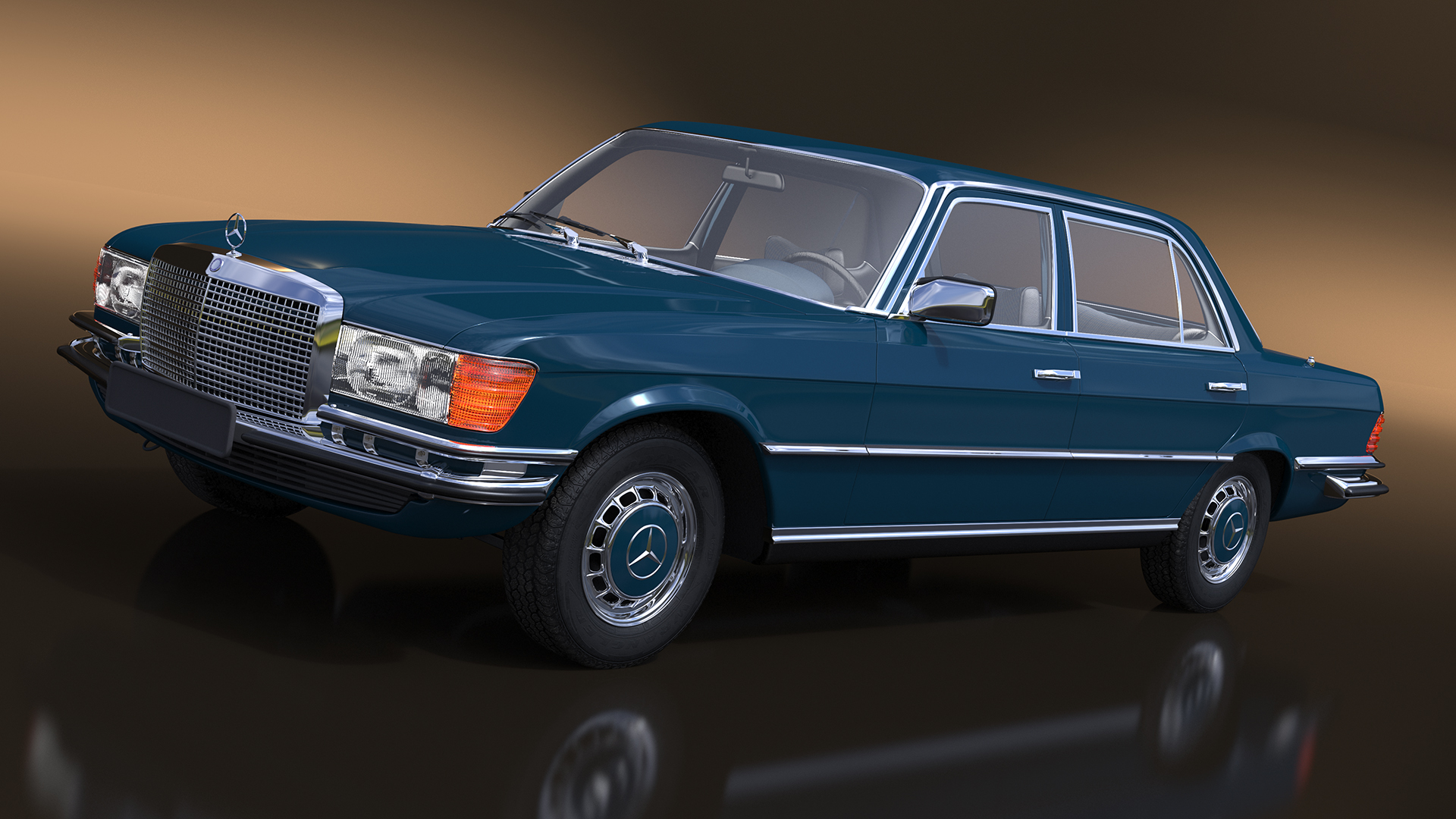 3D Mercedes Benz 350 SE Blue Simplified