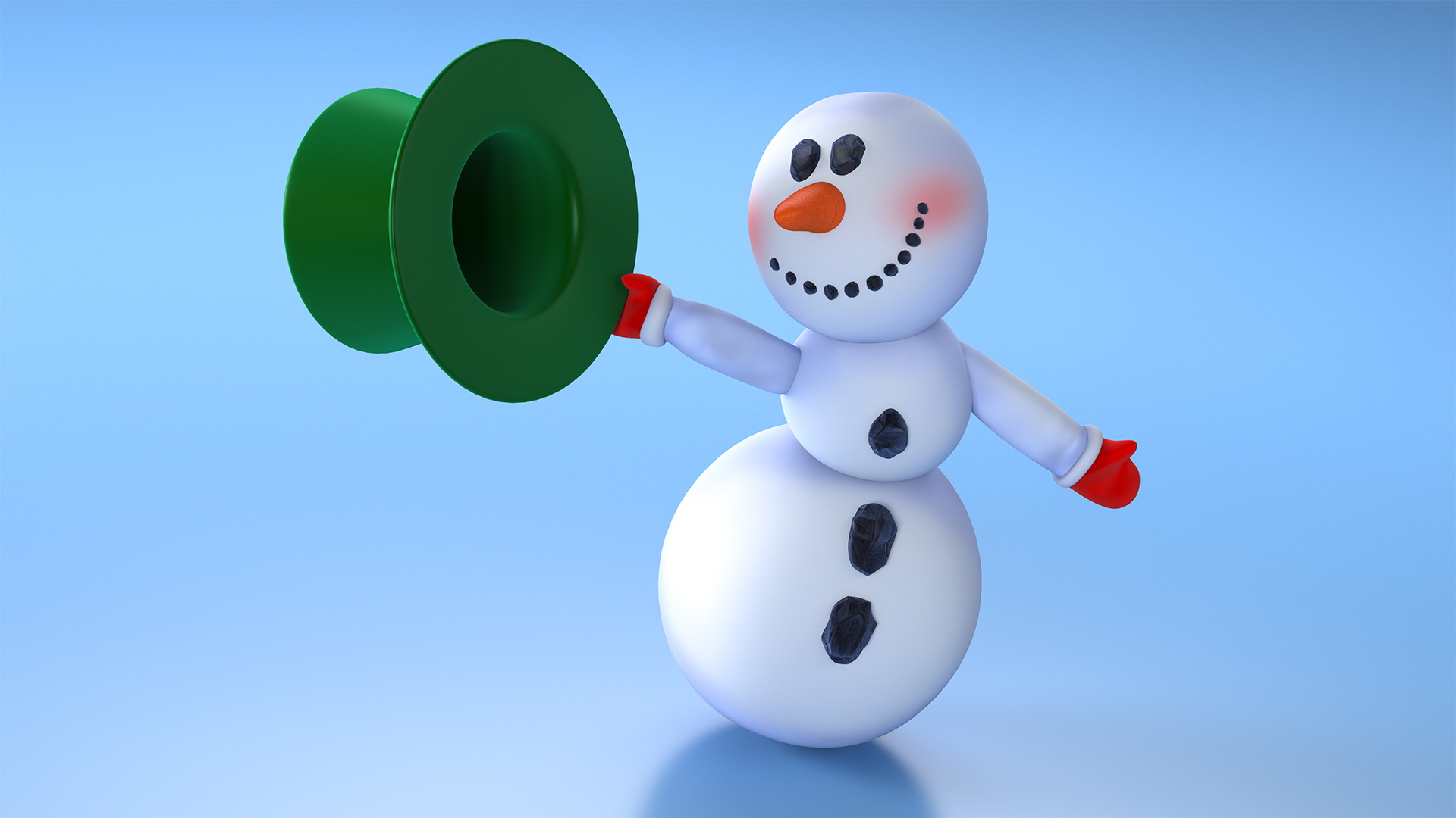 3D Smiling Cartoon Snowman model