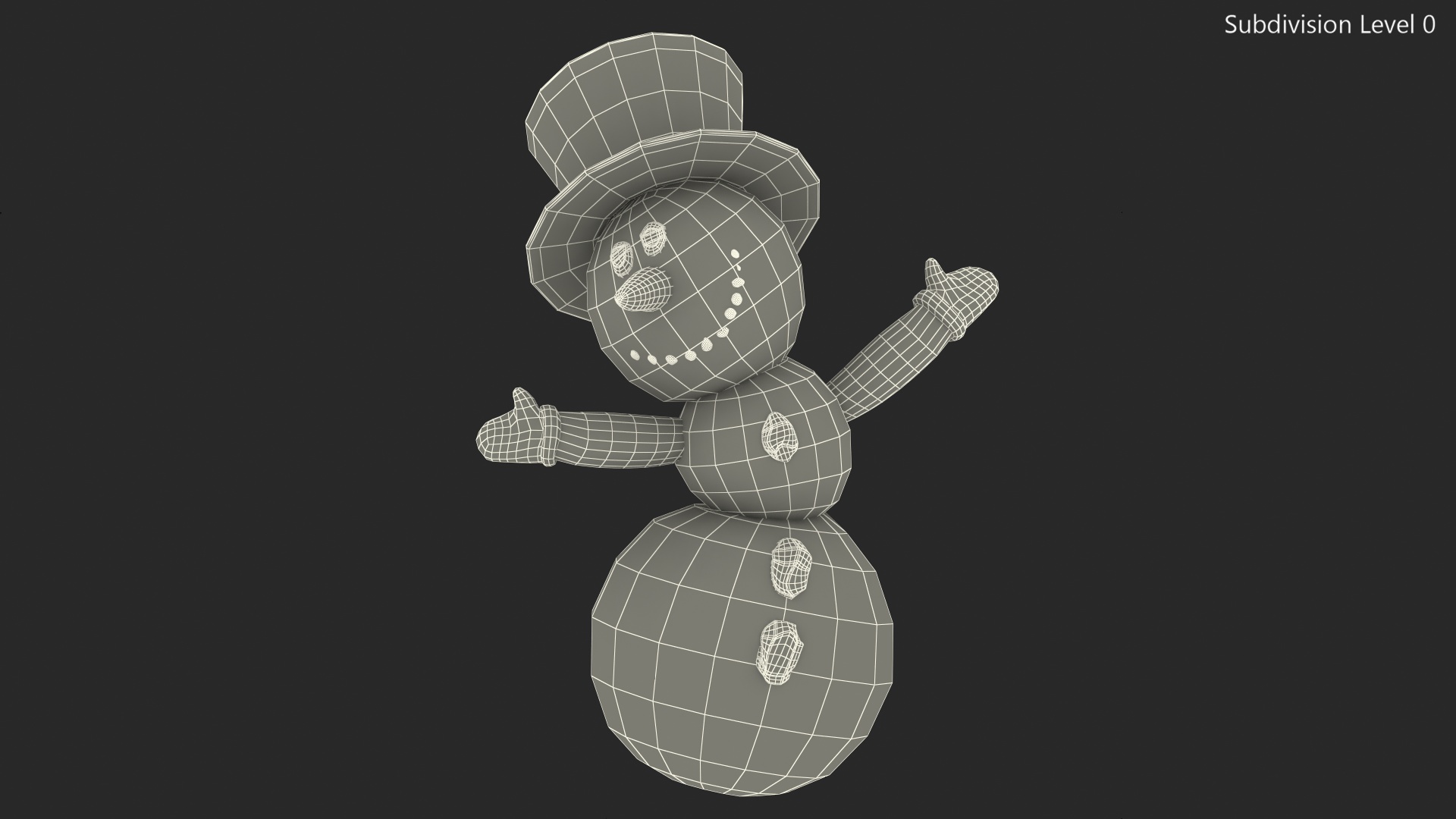 3D Smiling Cartoon Snowman model