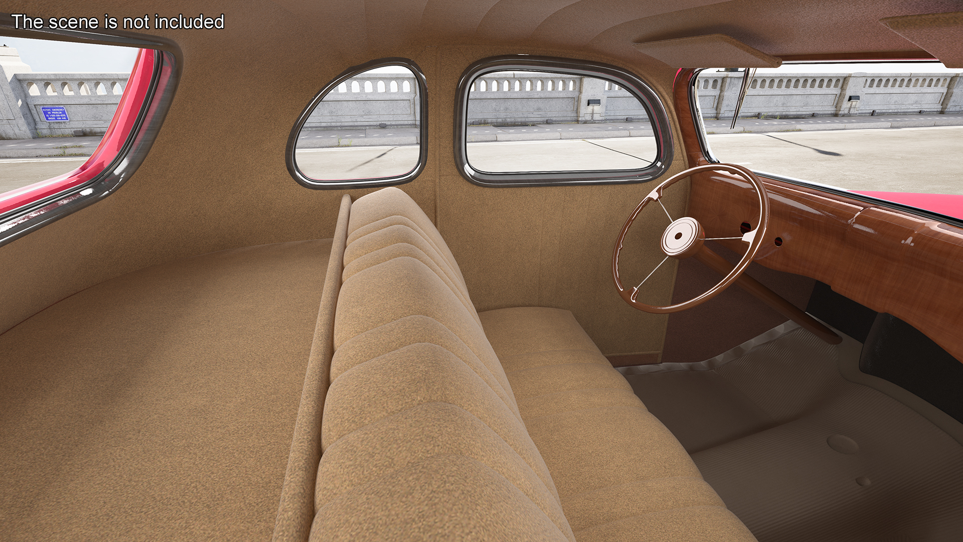 3D 1936 Ford V8 Coupe Red Simple Interior model