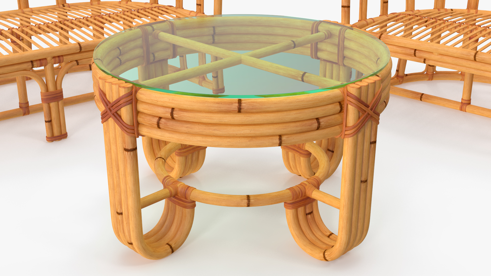 3D Vintage Bamboo Furniture Set model