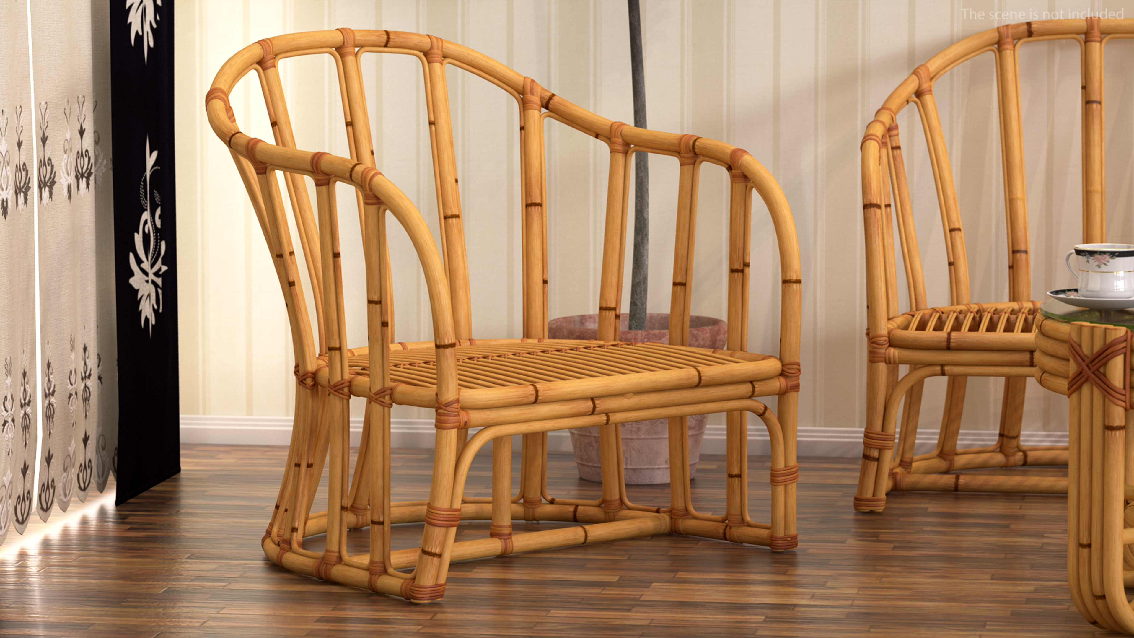 3D Vintage Bamboo Furniture Set model